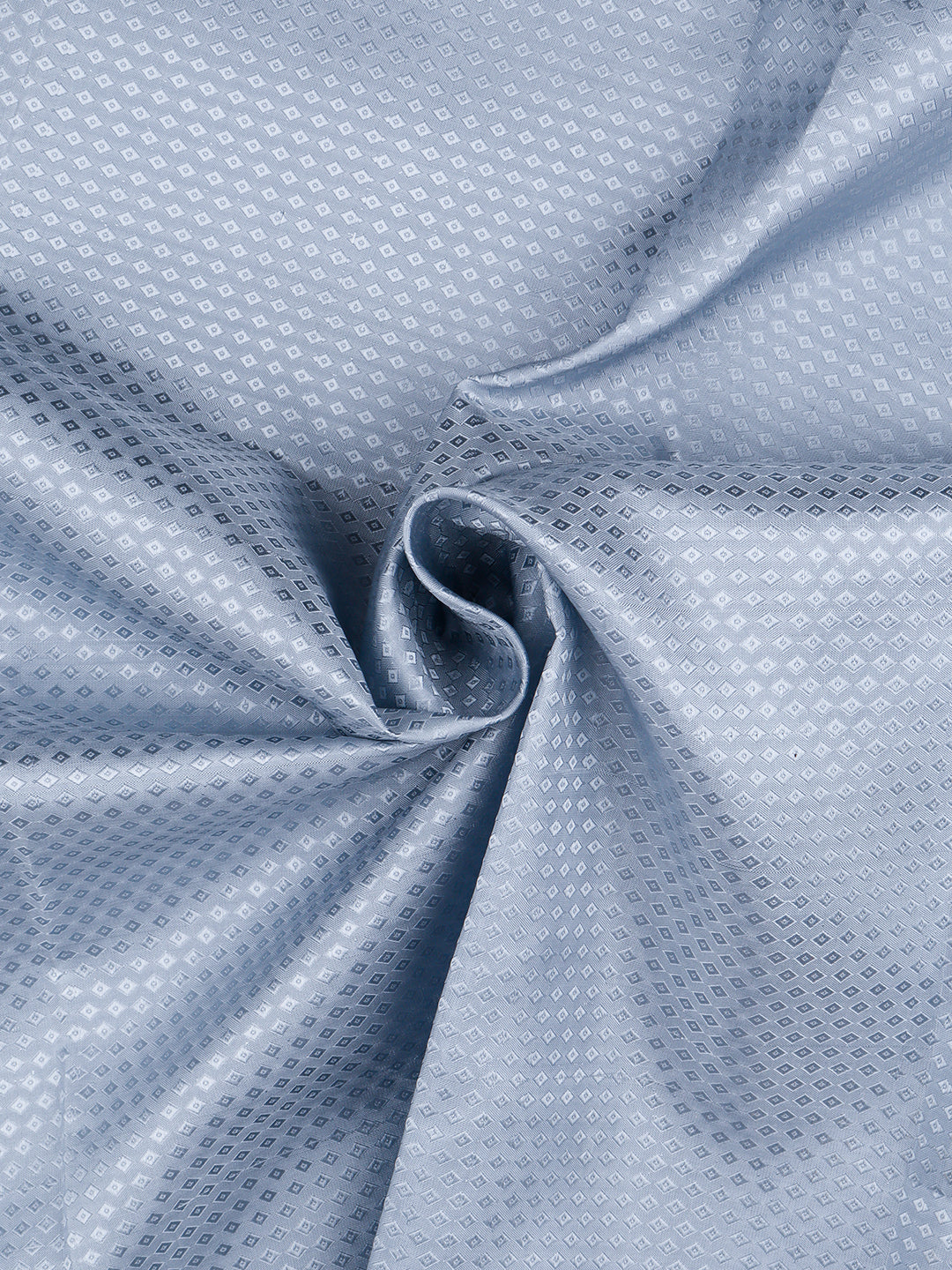 Mens Pure Silk Greyish Blue Diamond Design Shirt Fabric-Zoom view
