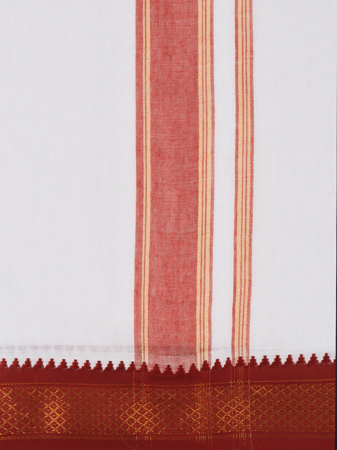 Men Cotton Panchakacham Set White 5Khan Jari Pet (9+5)