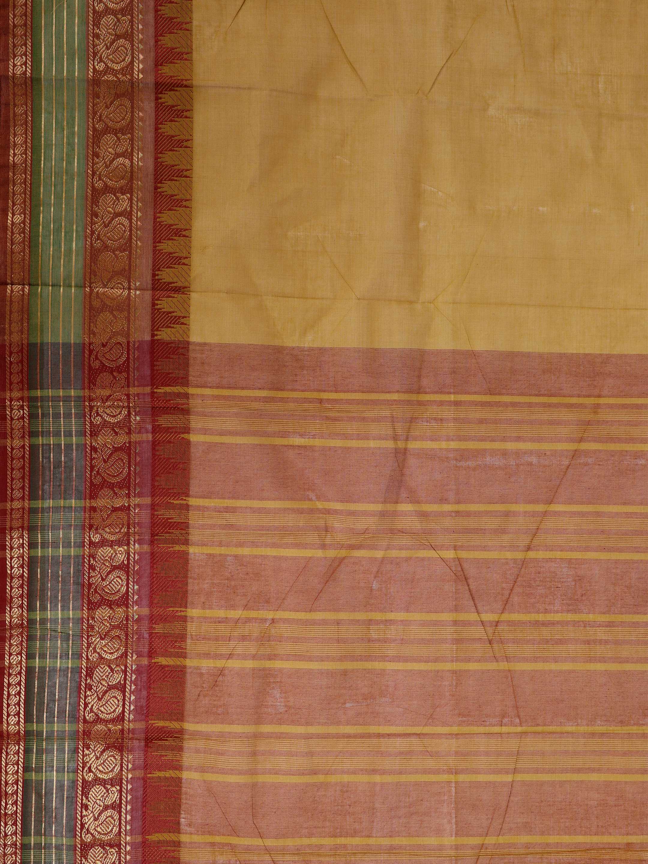 Women Mustard Green Chettinad Cotton Saree CCS01