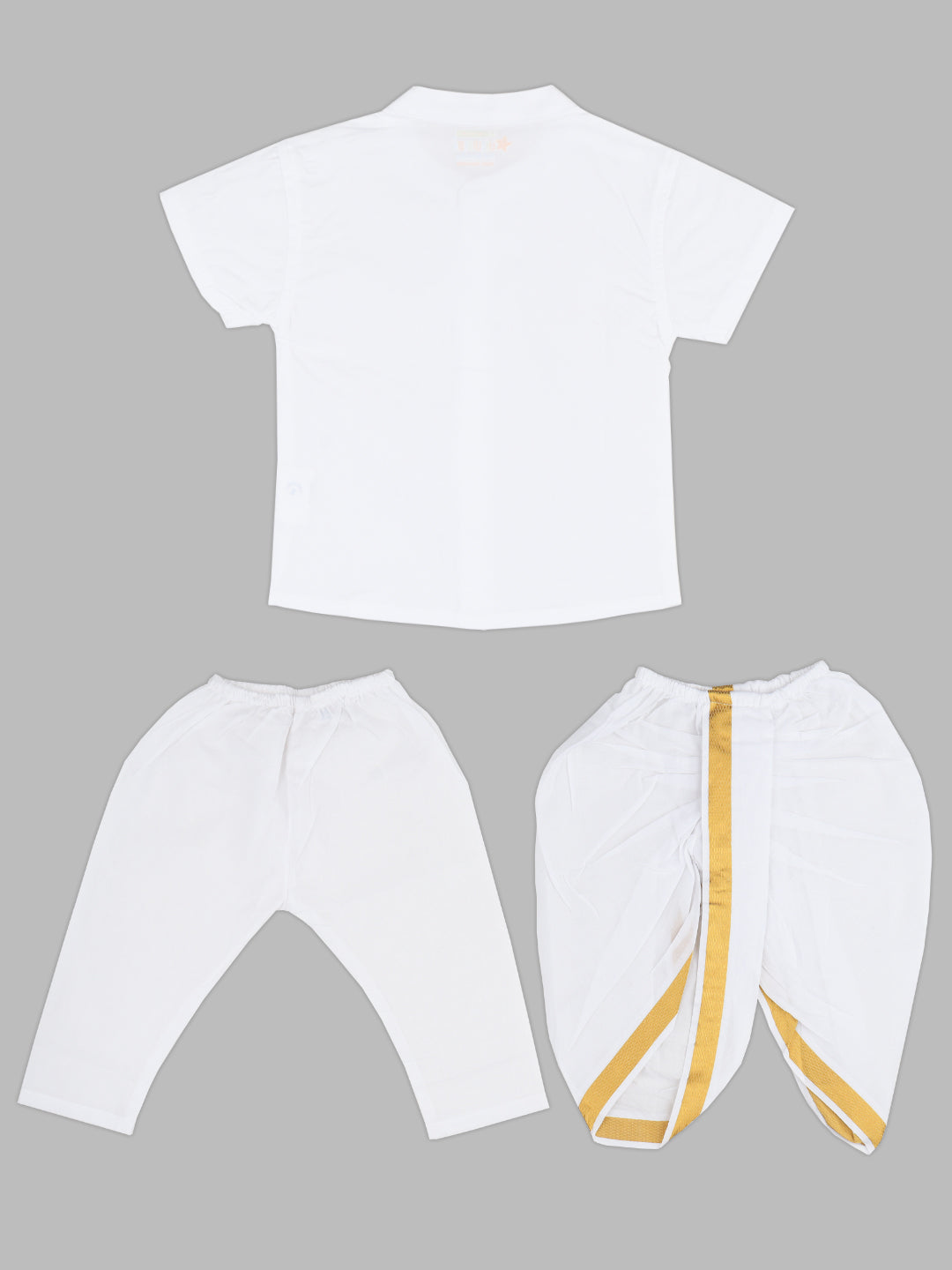 Born Baby Shirt with Pant and Panchakacham Set White
