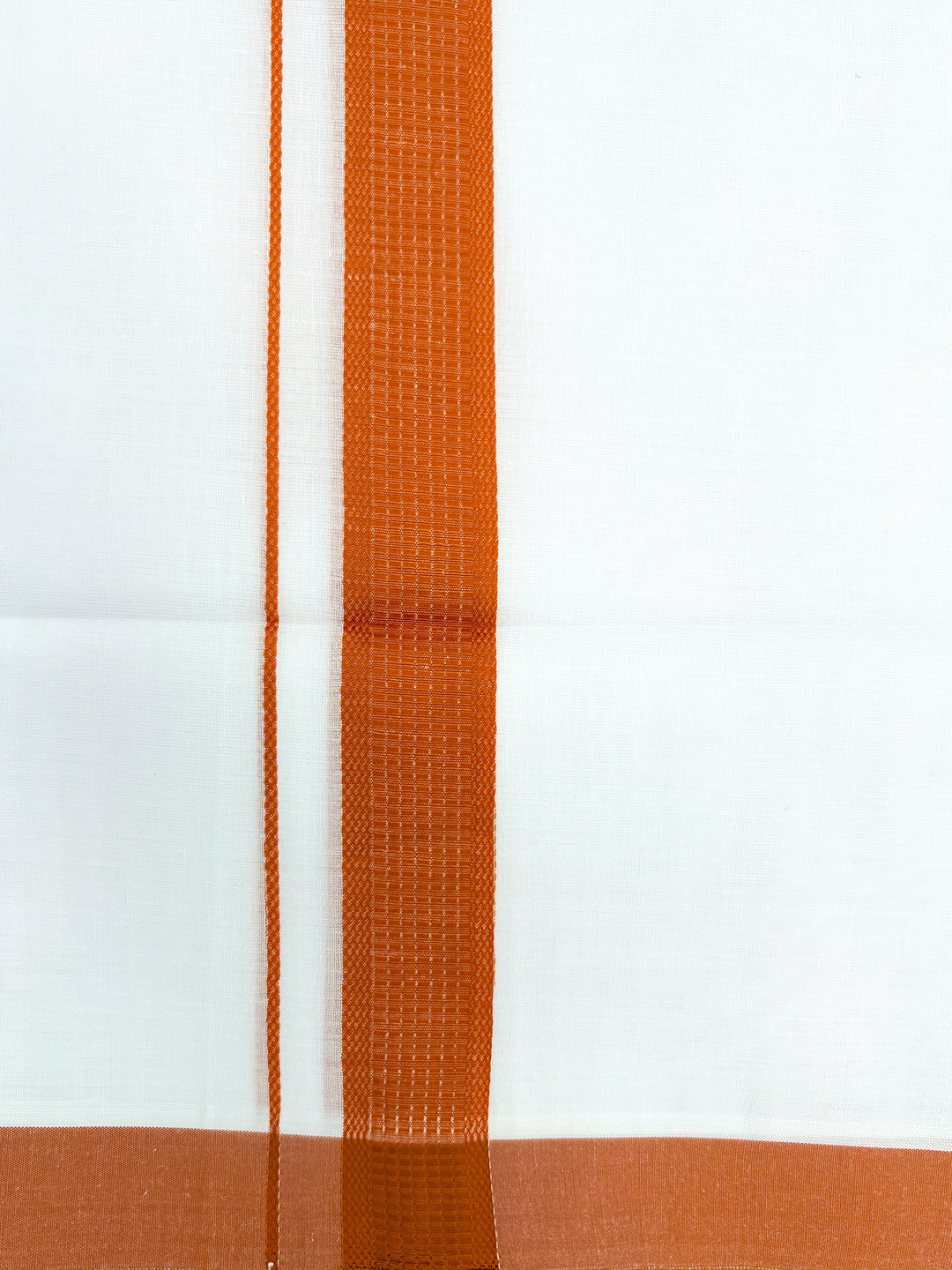 Double Layer Cotton Blend White Dhoti With Fancy Border TF20
