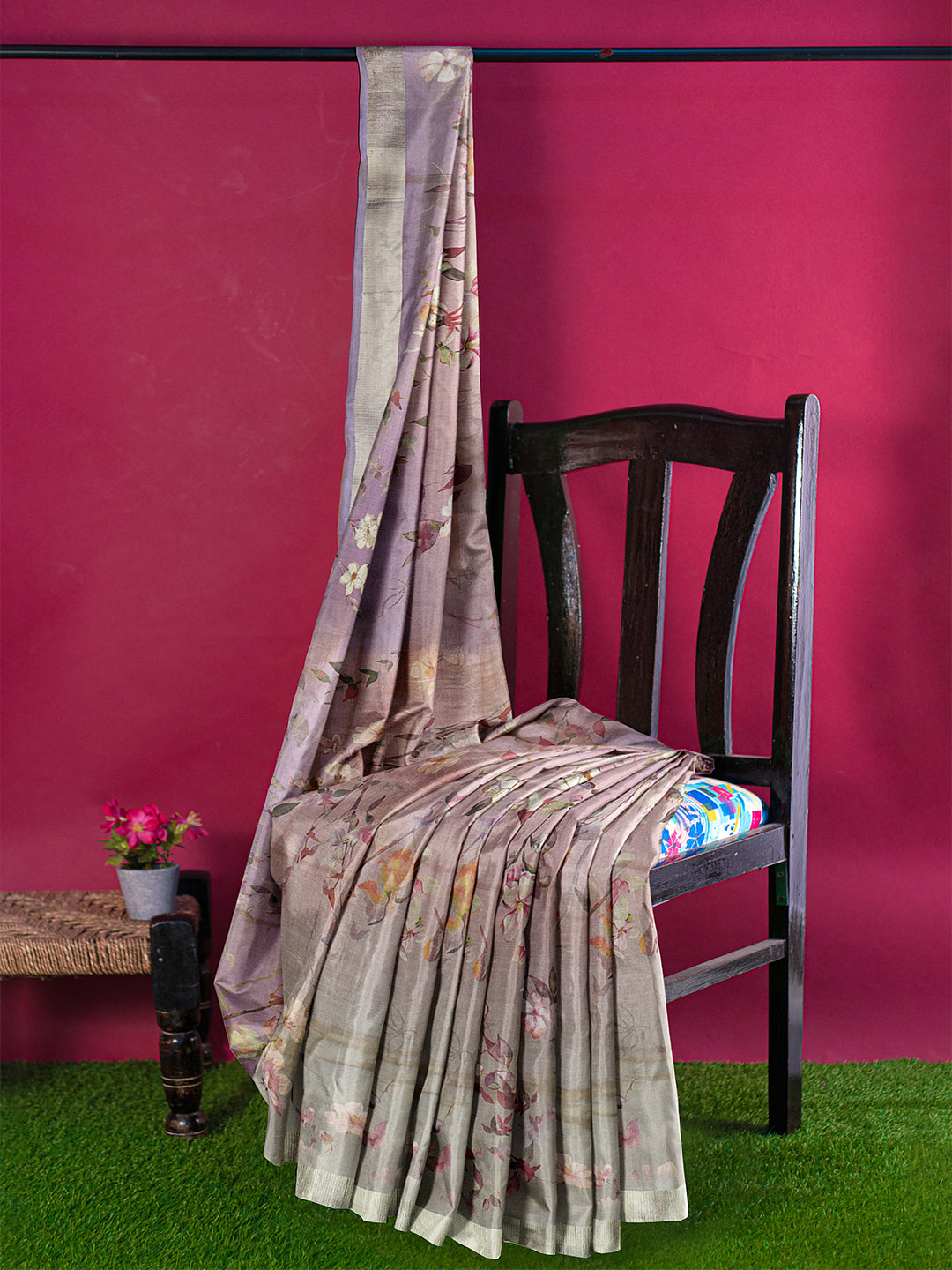 Women Violet Tissue Printed Saree TS45