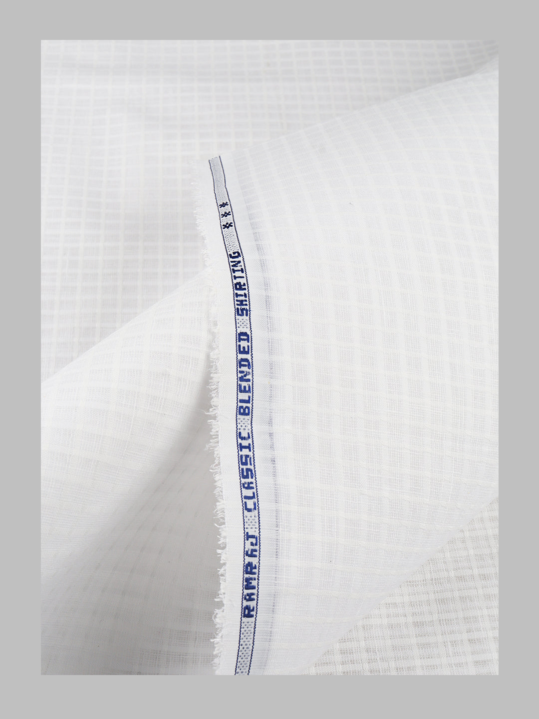 Men Cotton Blend Self Design Shirt Fabric White Classic 01