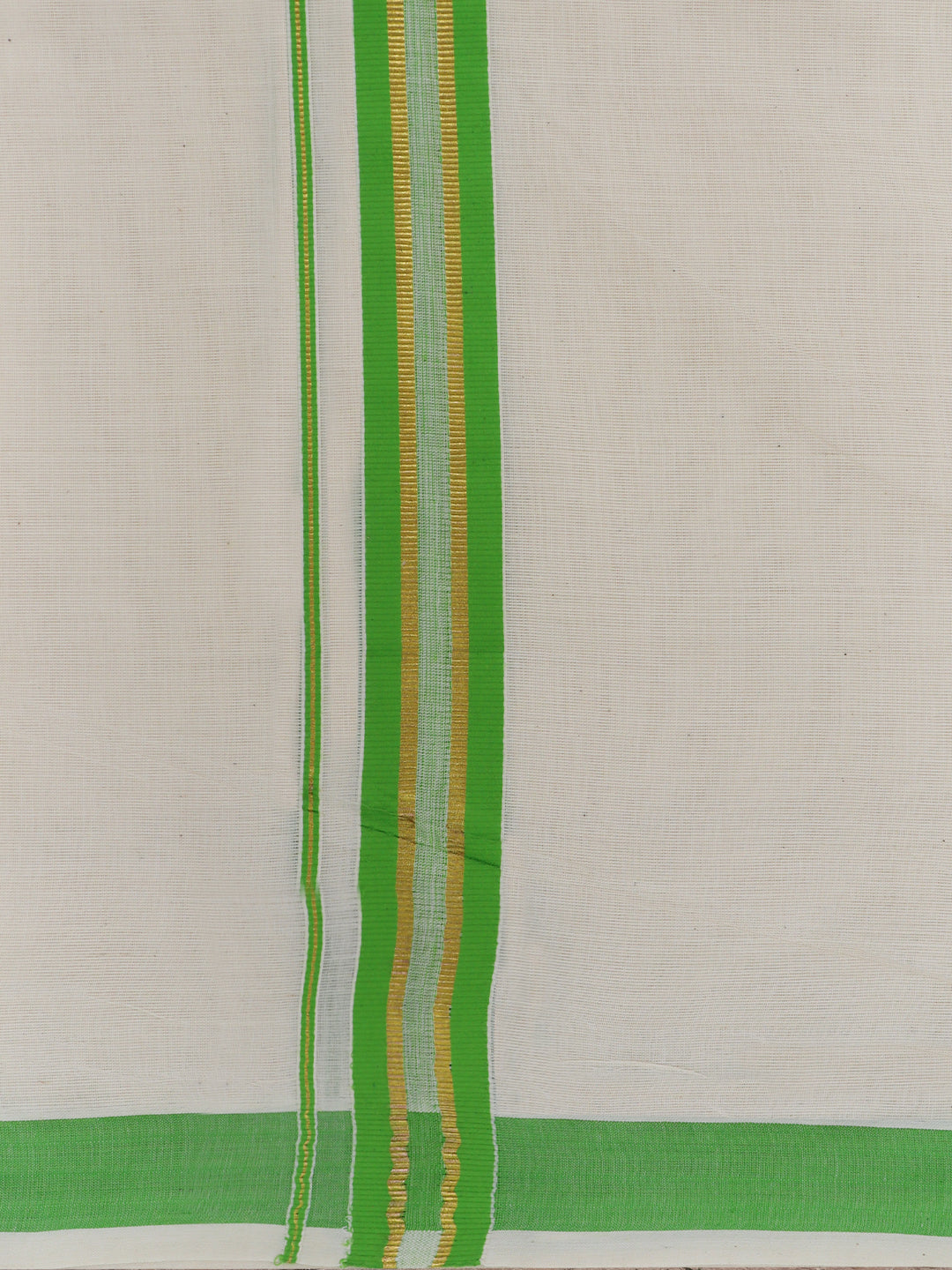 Double Layer 100% Cotton Cream Kora Dhoti with Colour Border - CGJ01