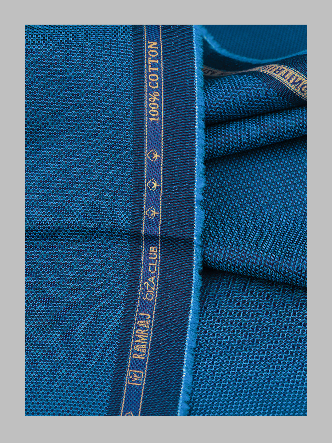 Men 100% Cotton Self Design Blue Shirt Fabric Grand Iconic
