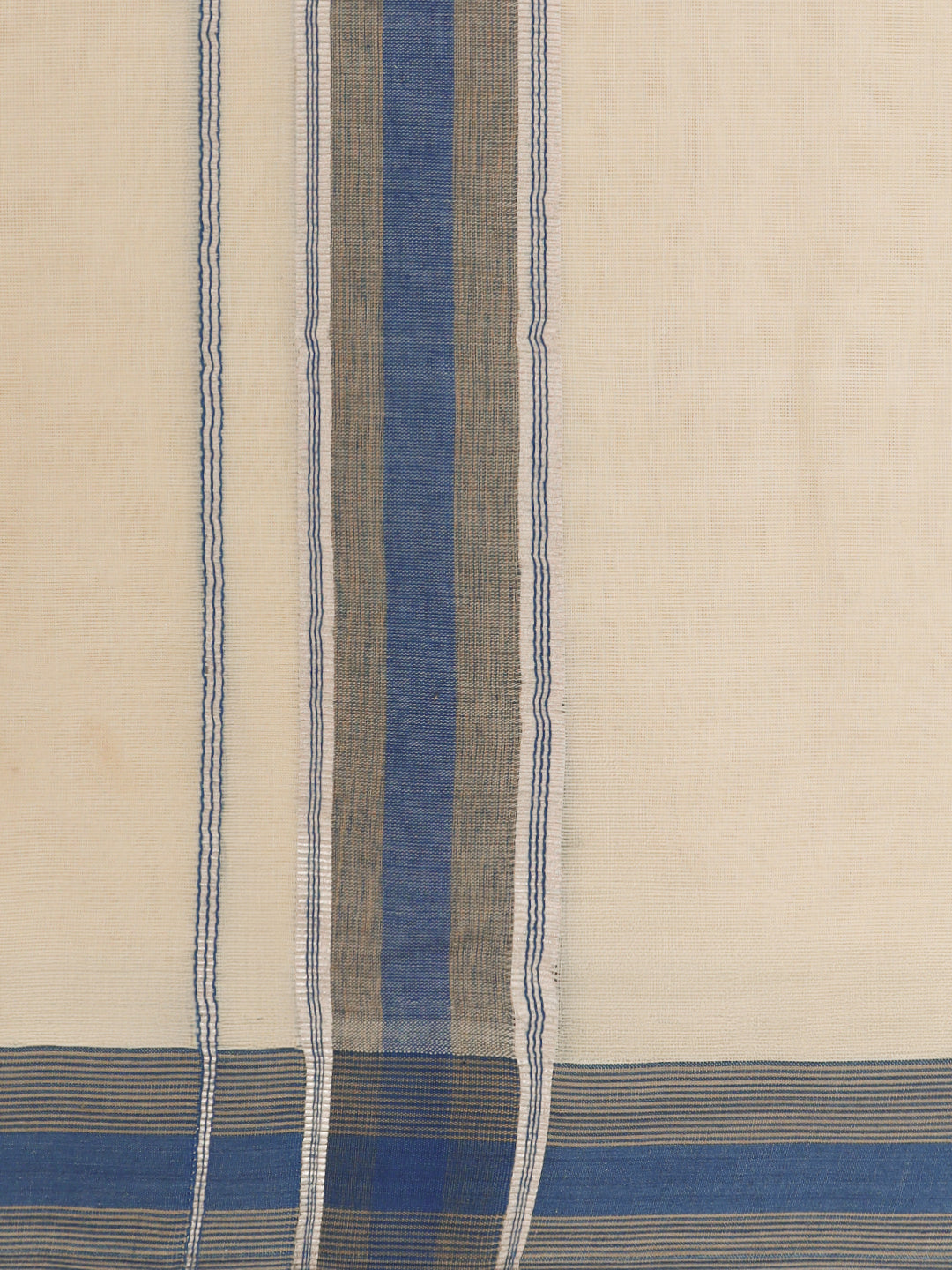 Double Layer Supima Cotton Cream Kora Dhoti with Colour Jari Border - LC42