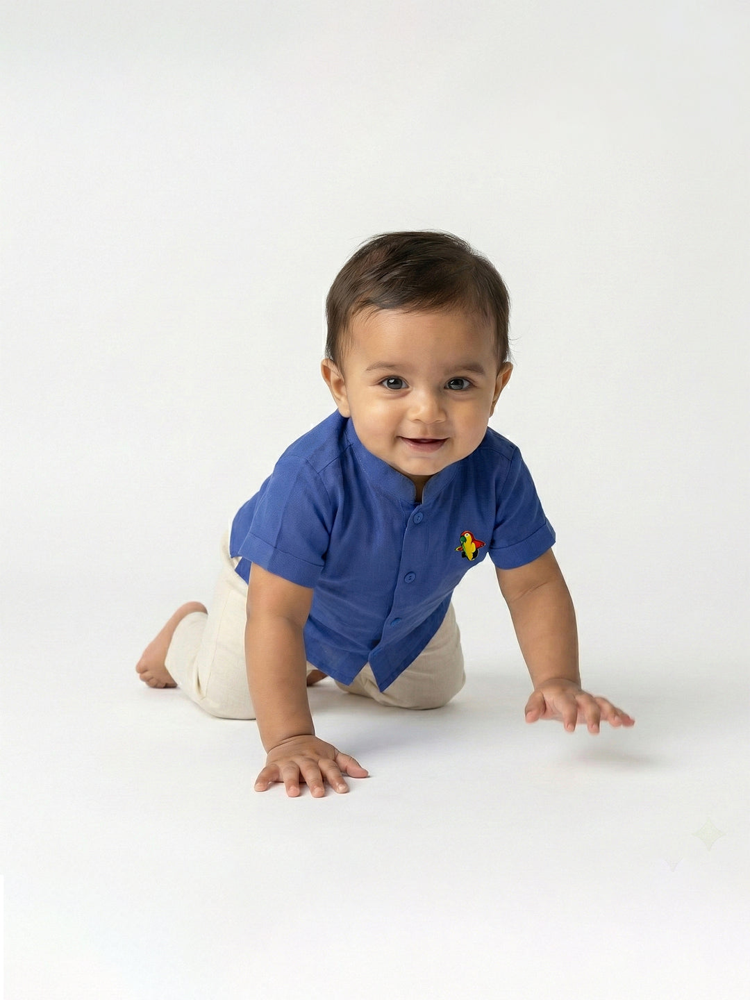 Born Baby Shirt with Pant and Panchakacham Set Dark Blue G6