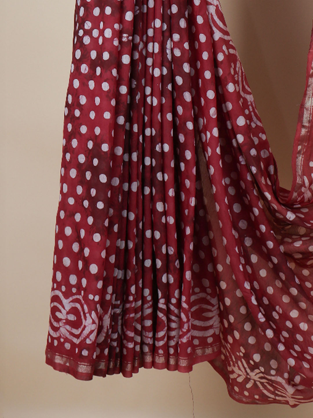 Women Maroon Semi Chanderi Cotton Printed Saree SC69