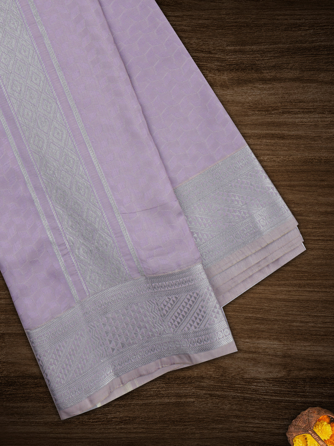 Mens Art Silk Zari Dhoti & Shirting Set Violet Mangalakara