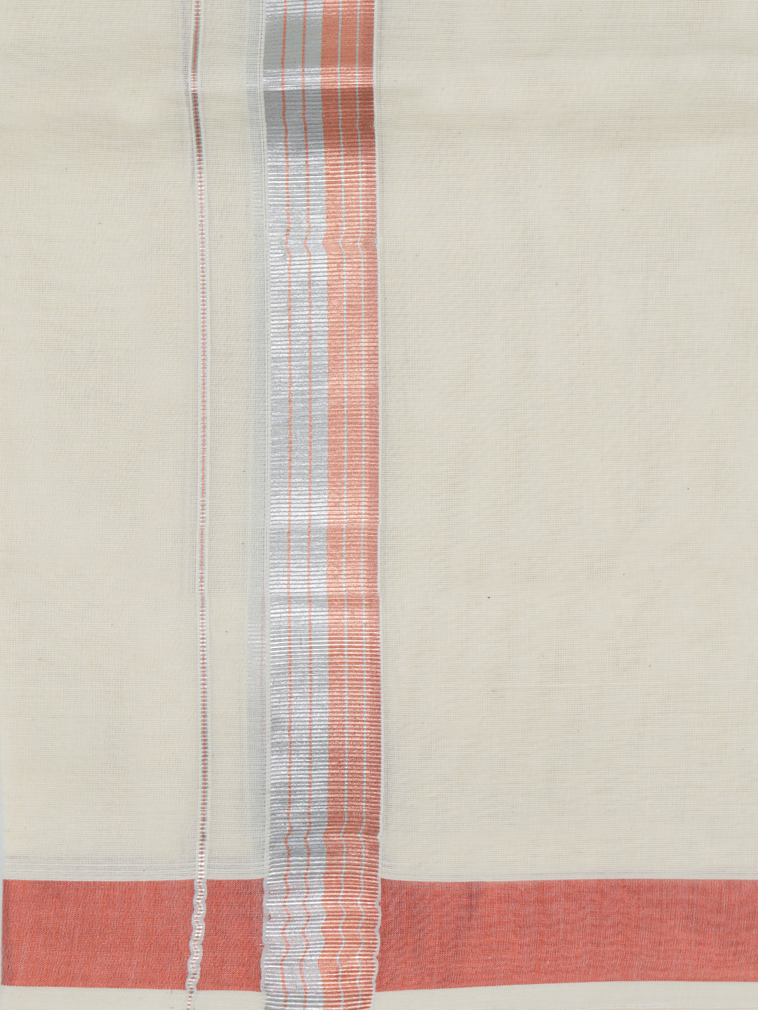 Double Layer Cotton Cream Kora Dhoti with Fancy Jari Border - ECF01