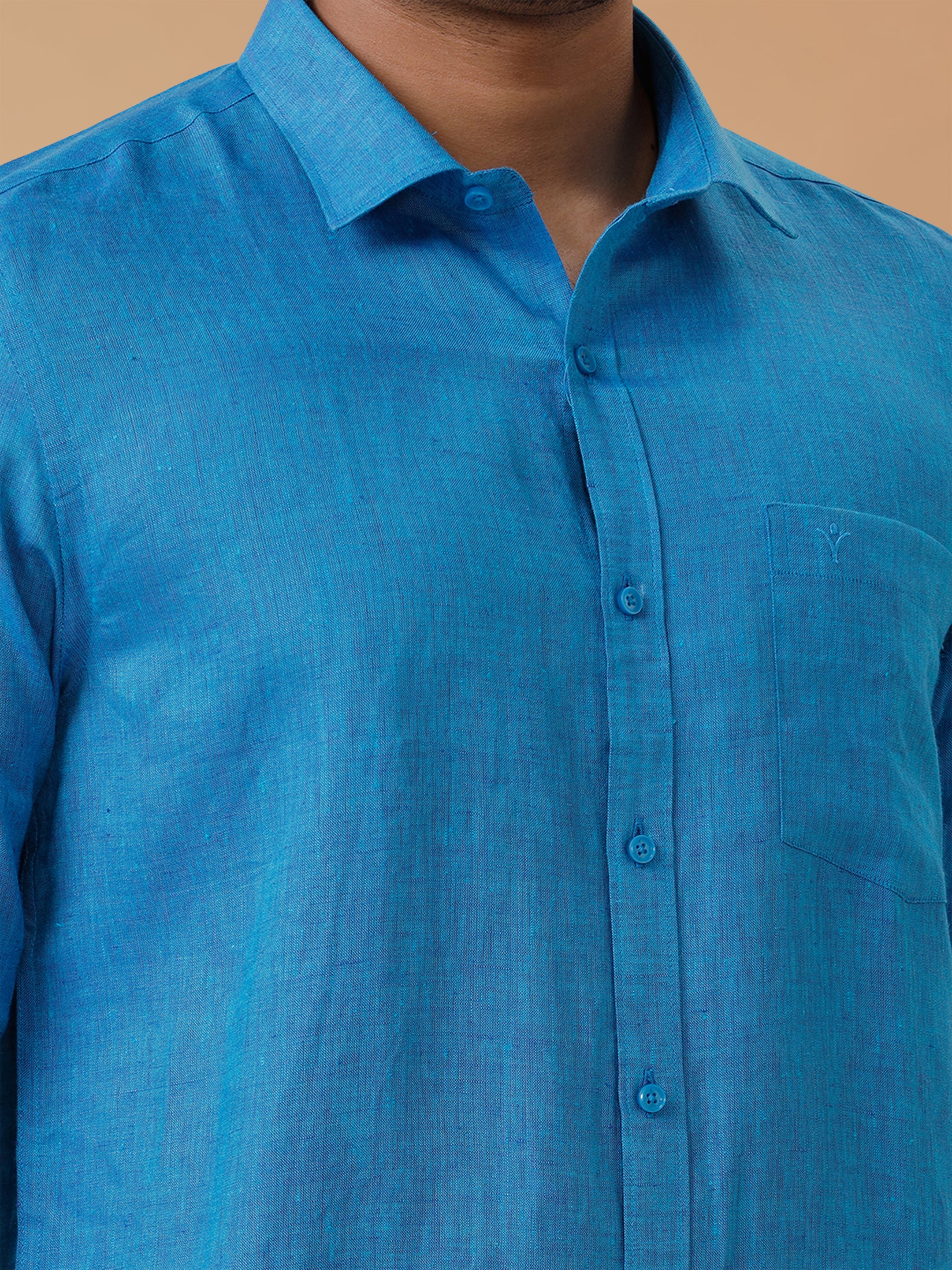 Pure Linen Bondi Blue Smart Fit Shirt L67