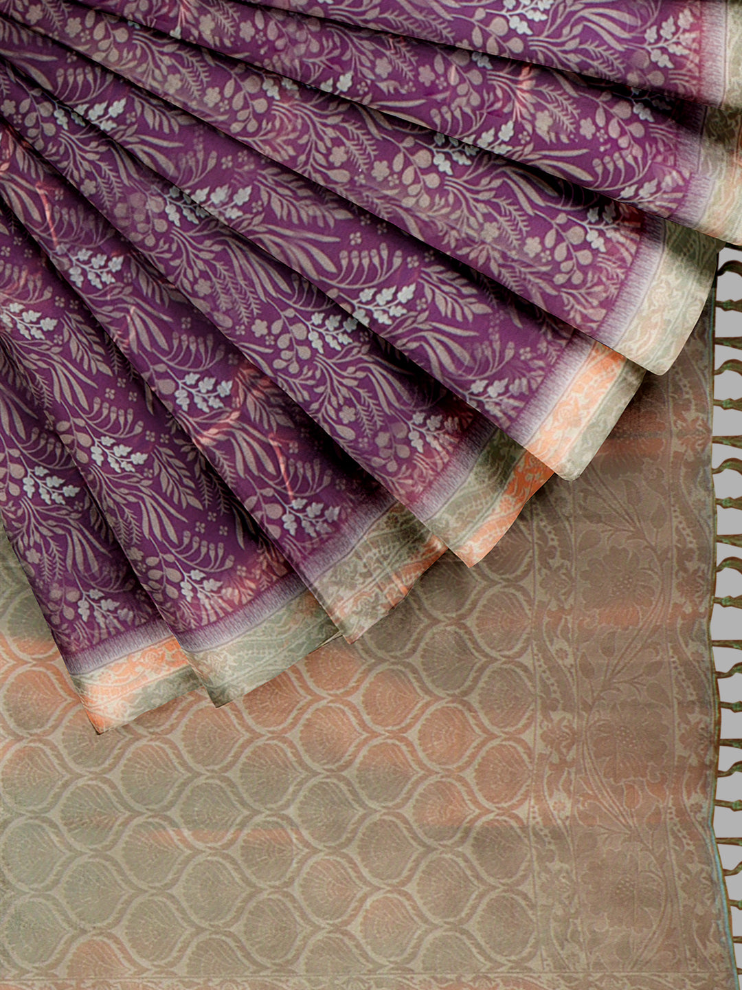 Women Violet Art Silk Printed Saree ASS59