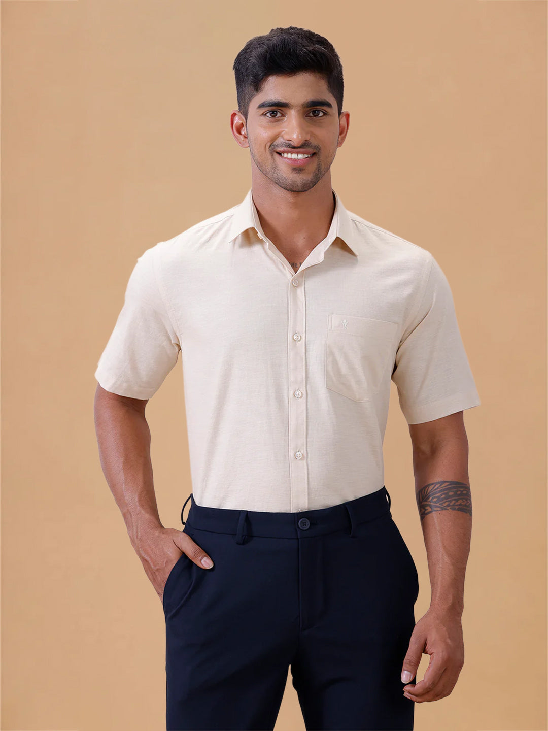 Cotton Rich LT Beige Regular Fit T64 ANT6