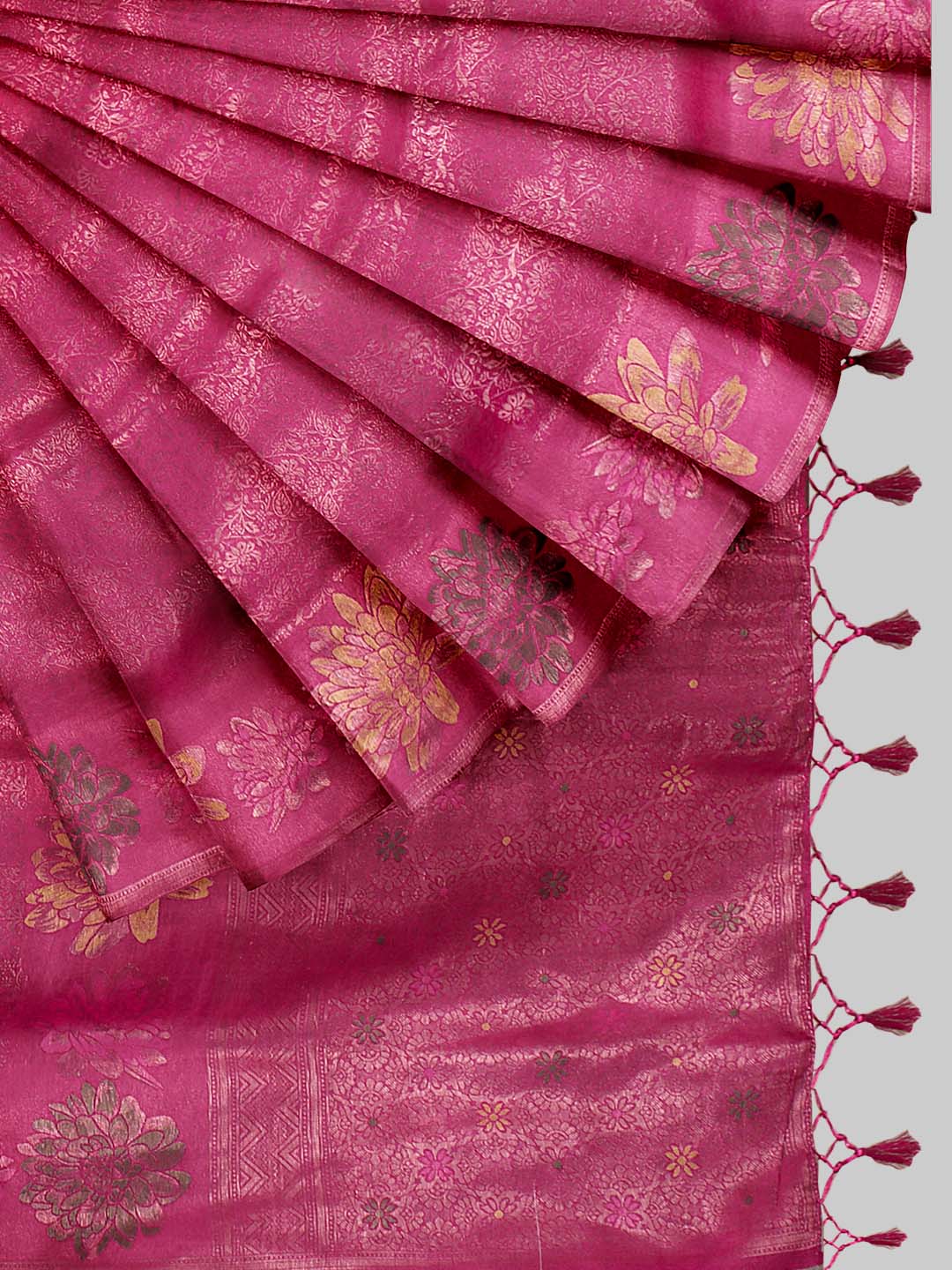 Women Dark Pink Semi Mysore Silk Saree SS374