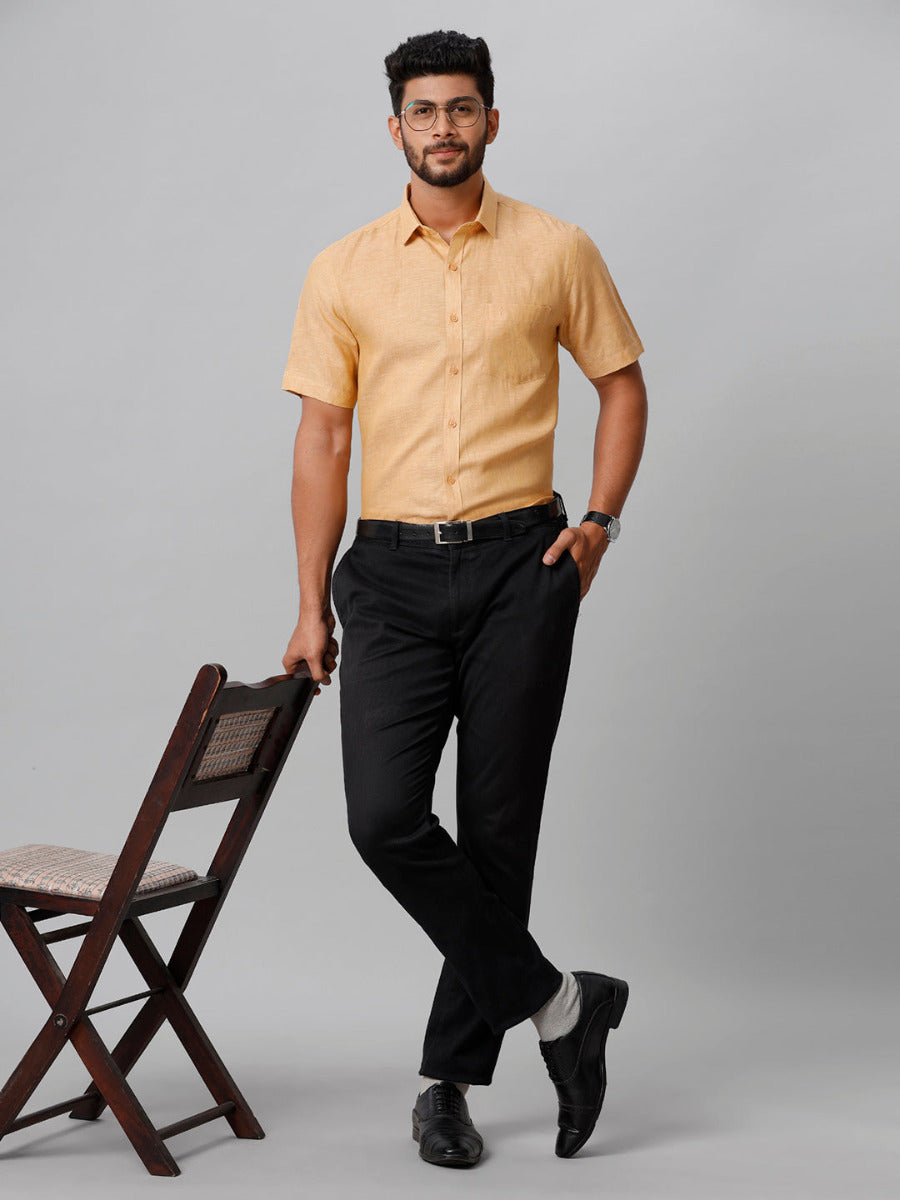 Mens Pure Linen Light Sandal Smart Fit Half Sleeves Shirt-Full view
