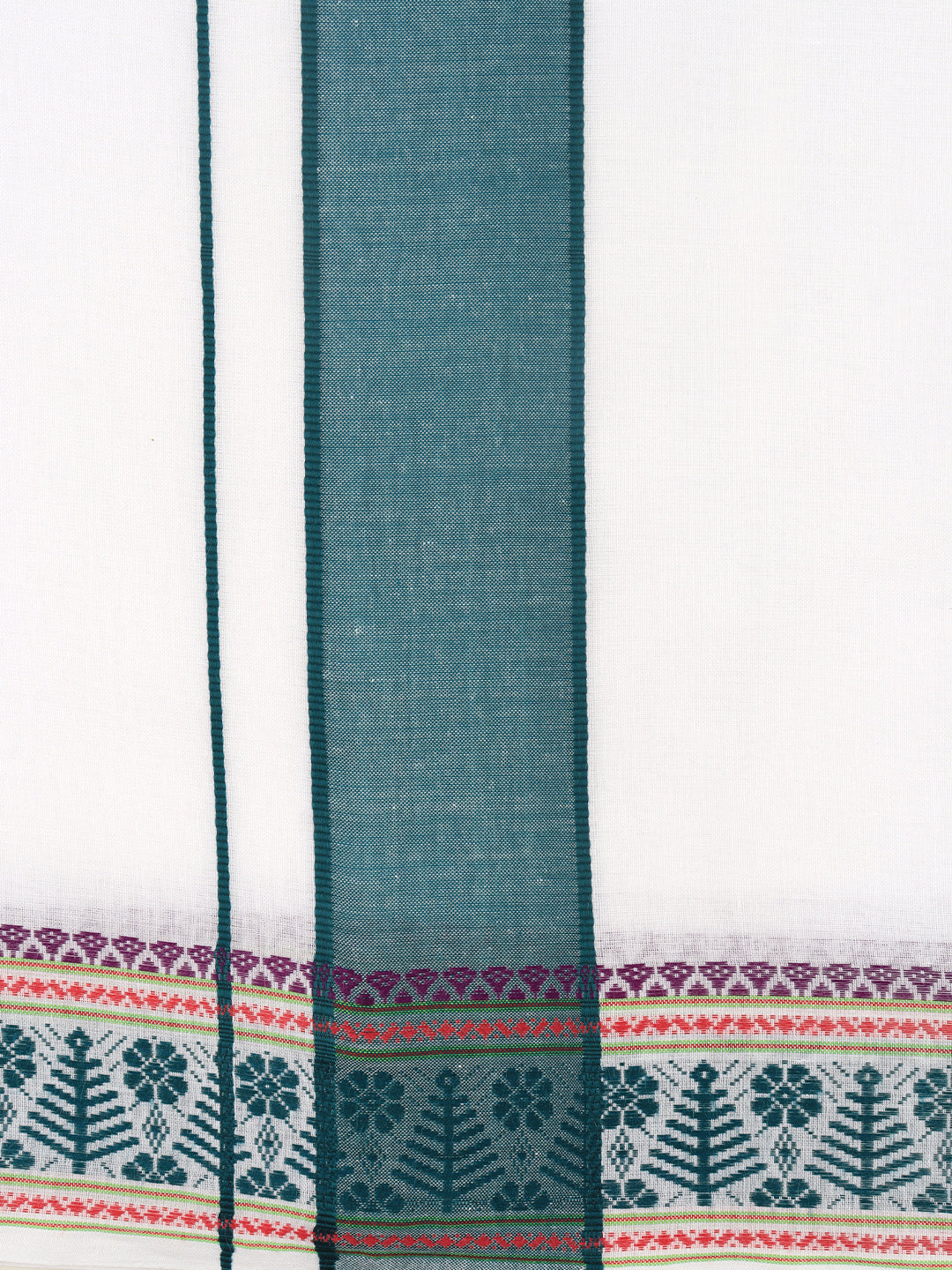 Men Cotton Green Fancy Border Panchakacham with Angavasthram Srirasthu(9+5) SR45