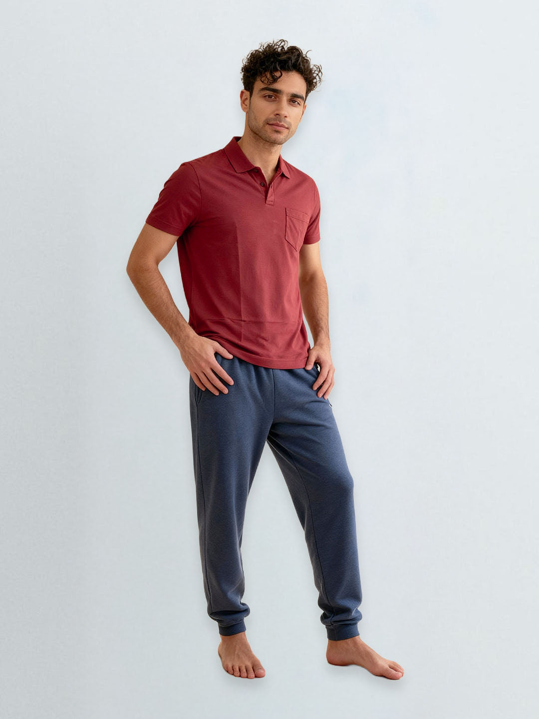 Men TENCEL™ Modal Fibers with Micro technology Polo T-Shirt Heather Red EMP3