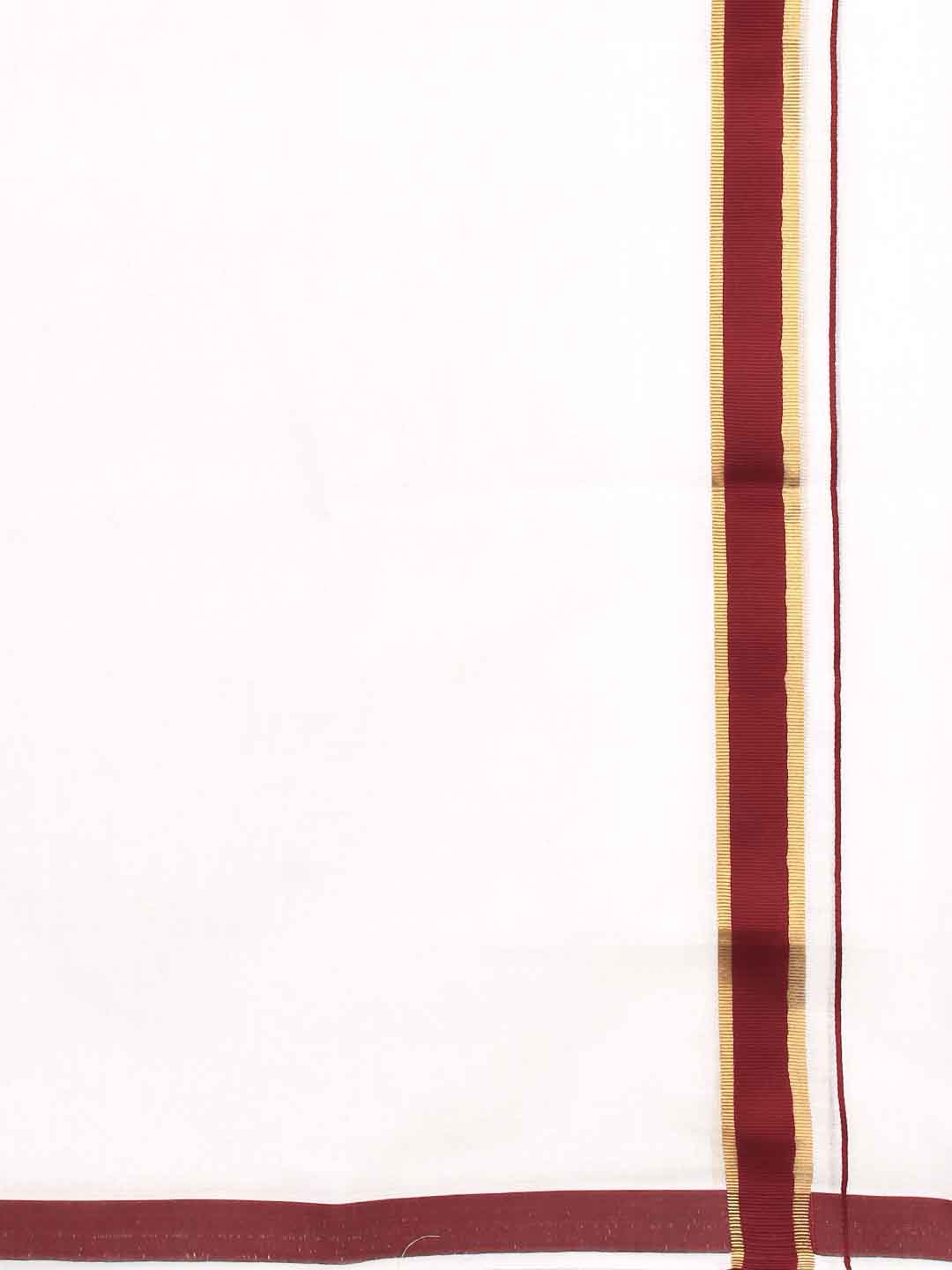 Men Cotton Blend Double Layer White Dhoti with Fancy Jari Border VGF01