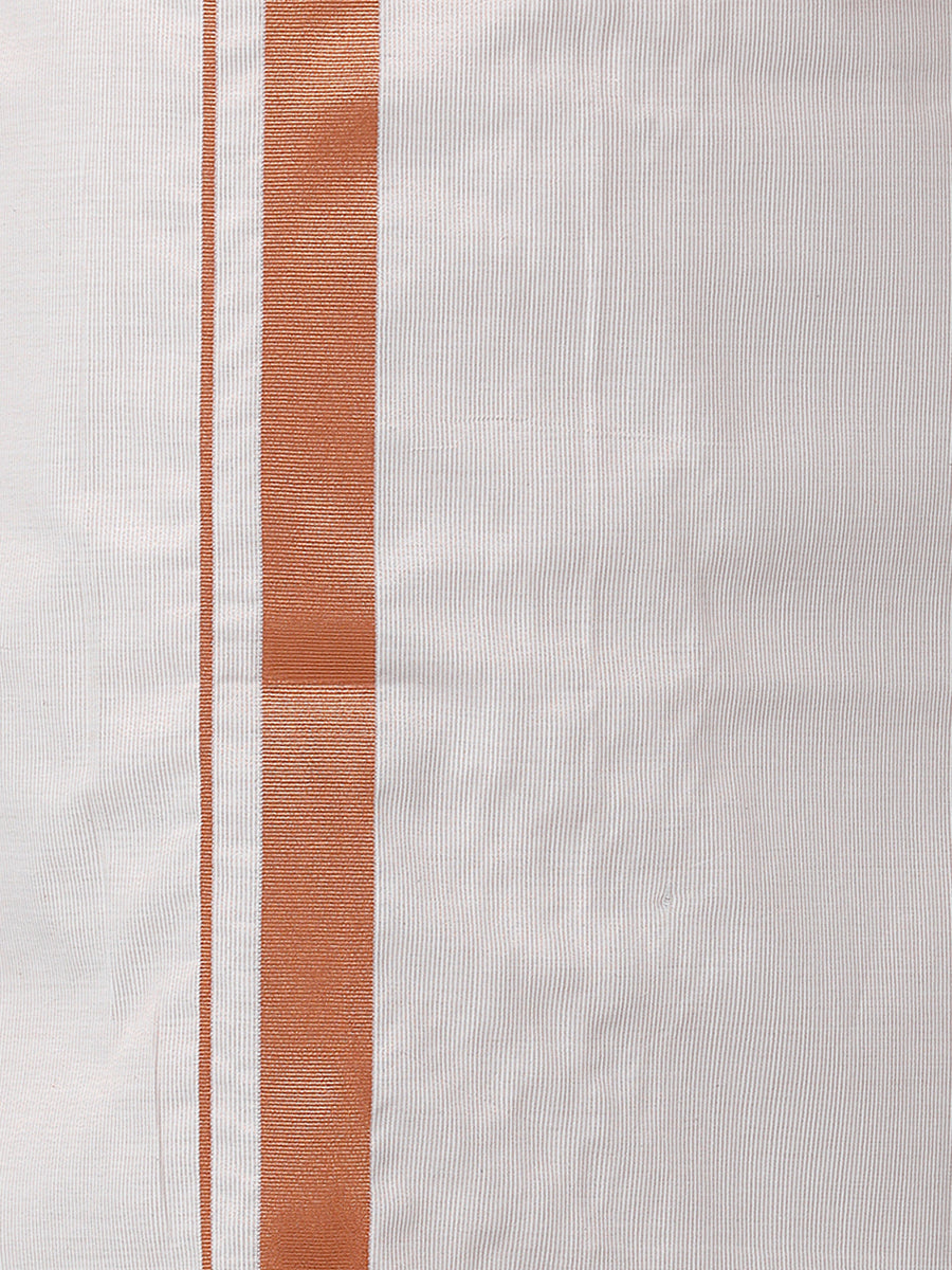 Mens Cotton Single Copper Colour with Jari Border Dhoti Primacy Copper-Bottom view