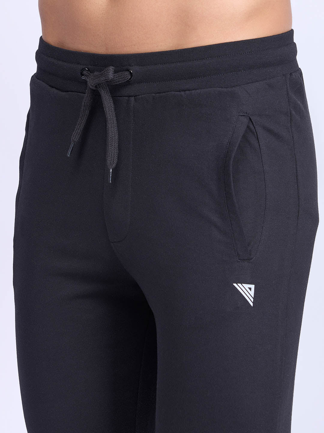 Men Cotton Zipper Packet Jogger Black