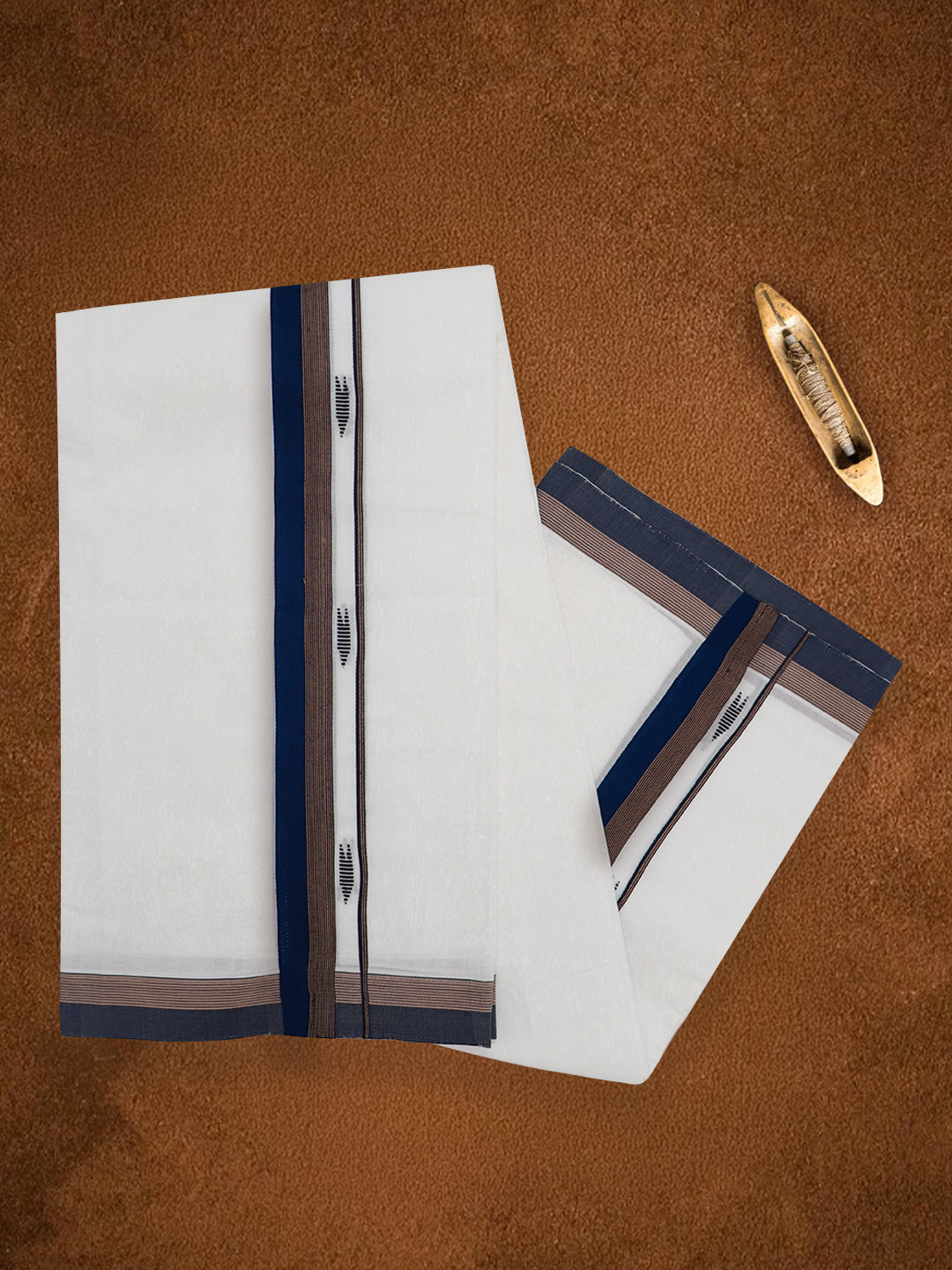 Men Premium Handloom White Dhoti with Fancy Border HLM88