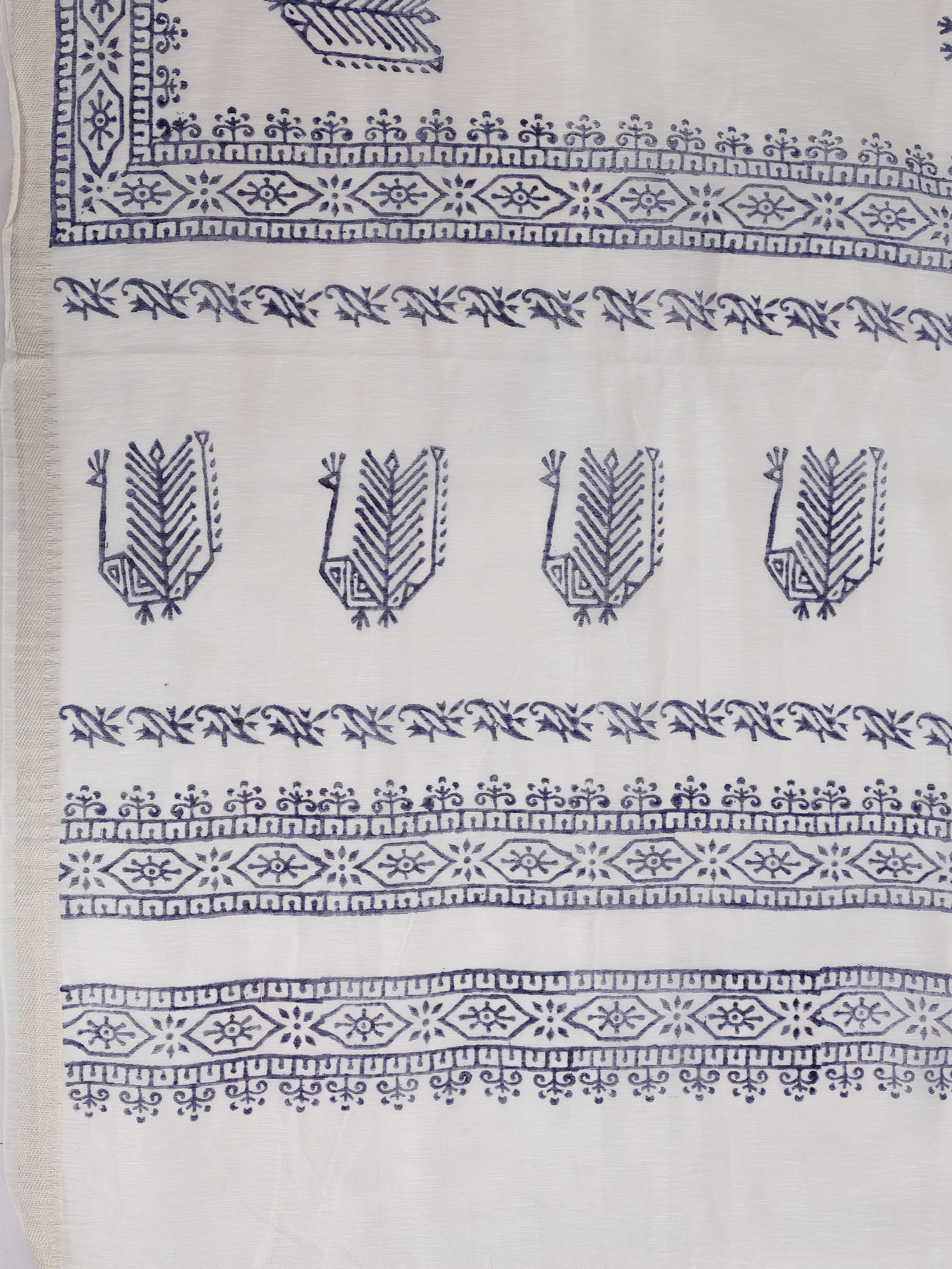 Women White Semi Chanderi Cotton Printed Saree SC82