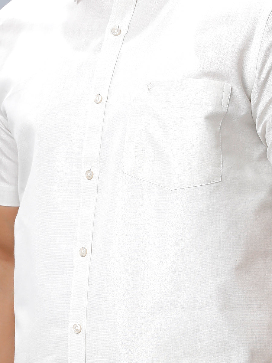 Mens Silver Tissue Half Sleeve Shirt Sangalpam-Zoom view
