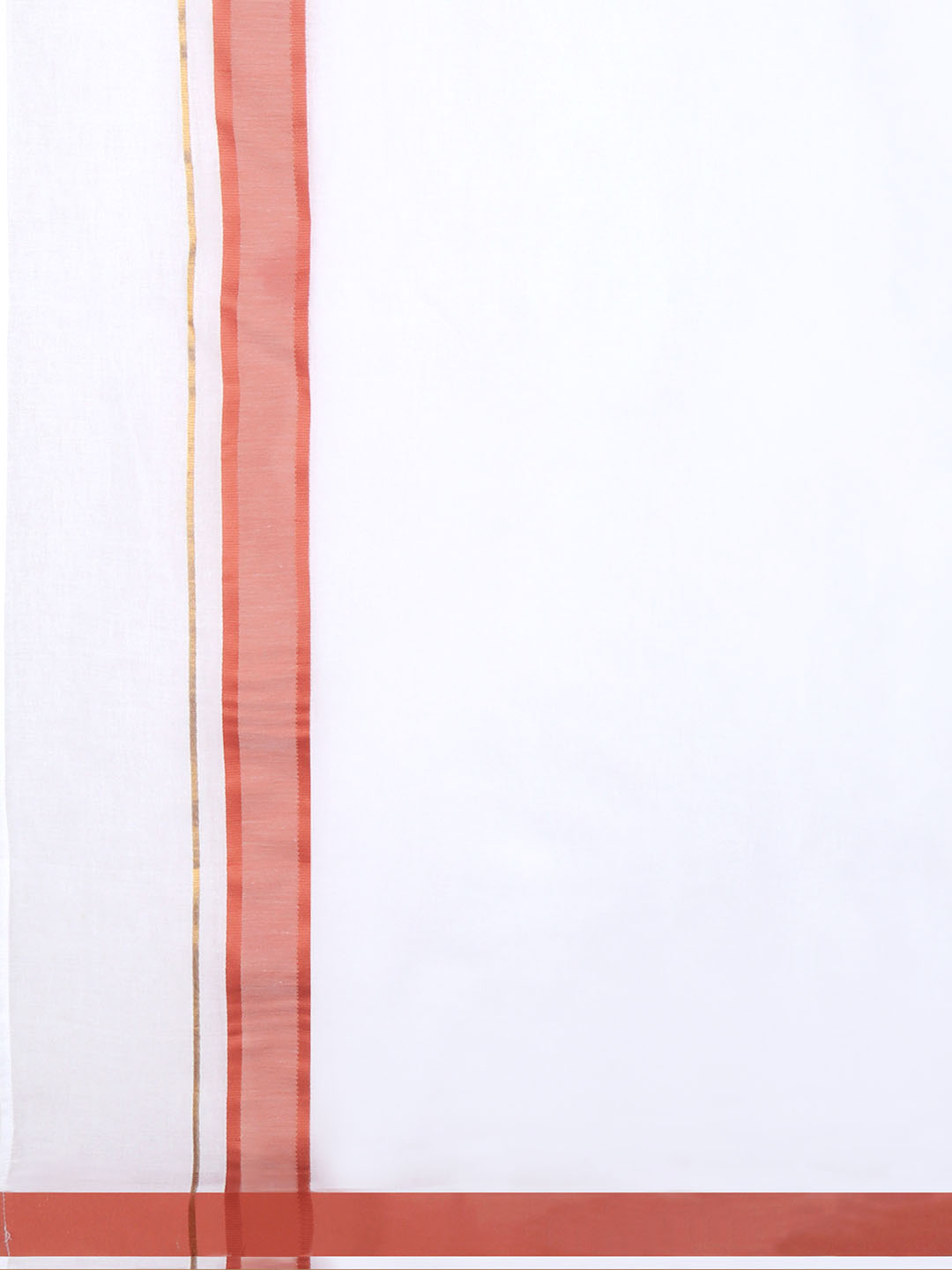 Men Cotton Blend Readymade Double Layer White Dhoti with Fancy Jari Border GFDA08