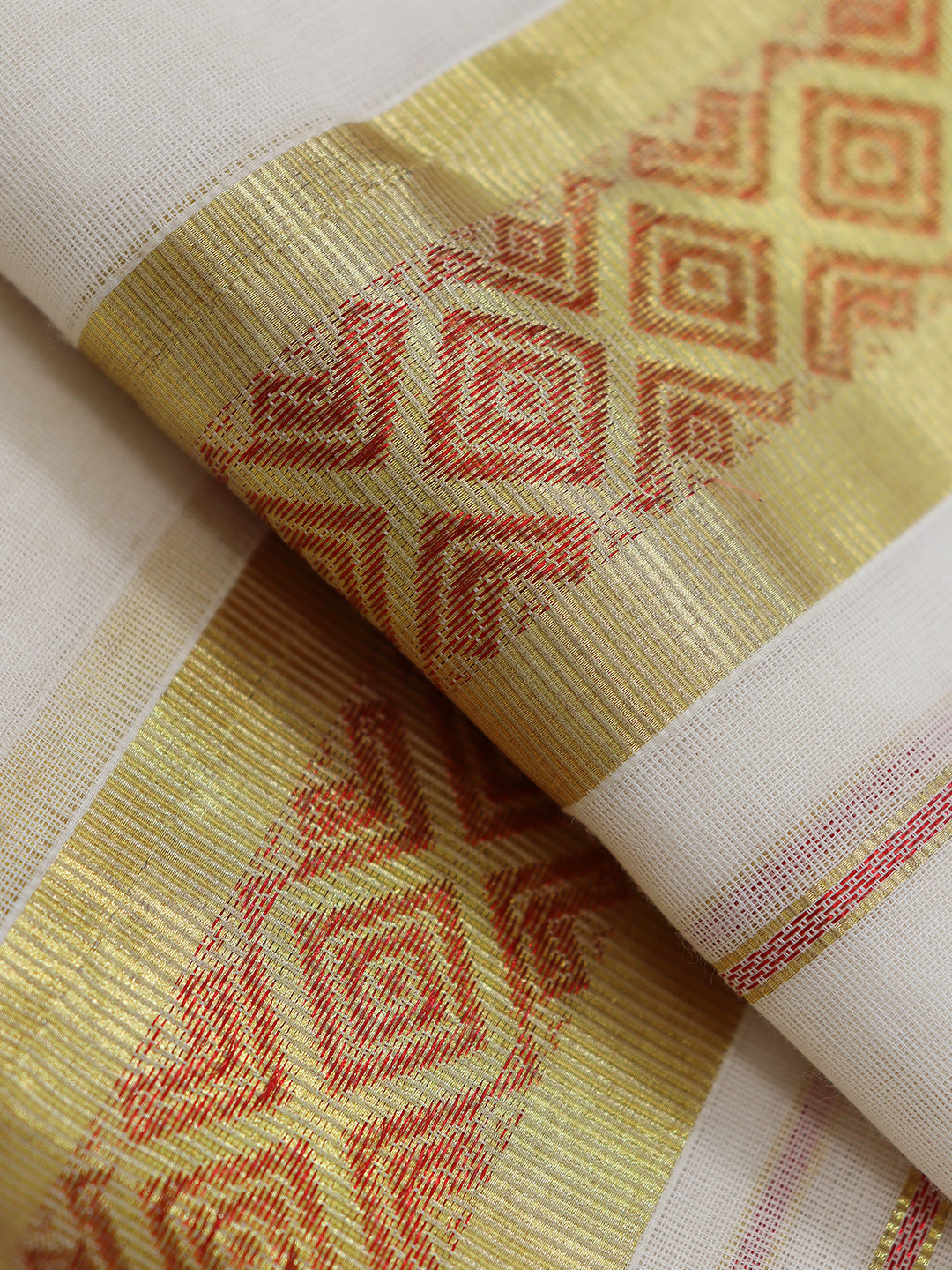 Men Premium Handloom Cream Dhoti with Fancy Jari Border HLM109