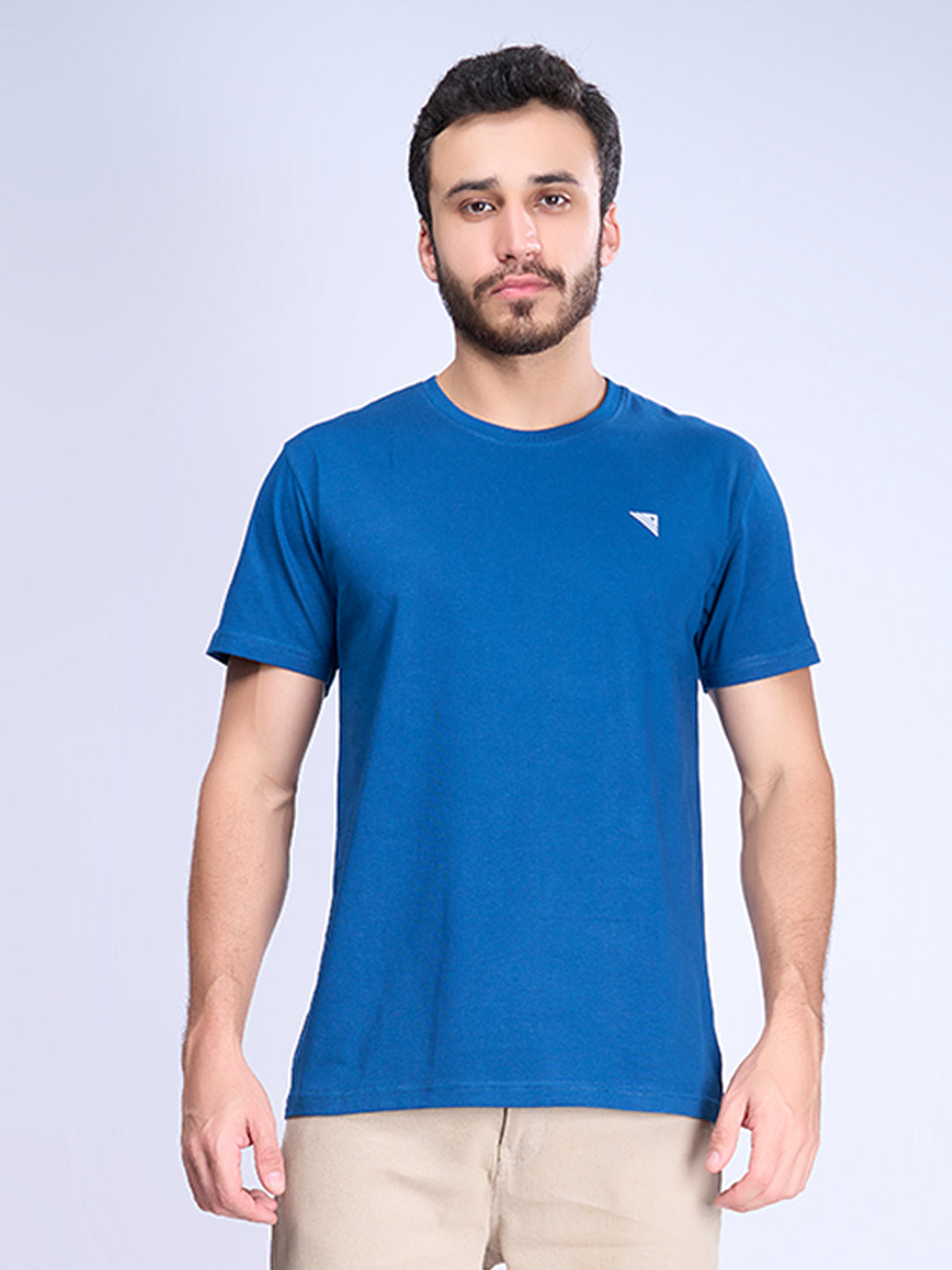 Men Cotton Petrol Blue Half Sleeves Expert Tee - ET3