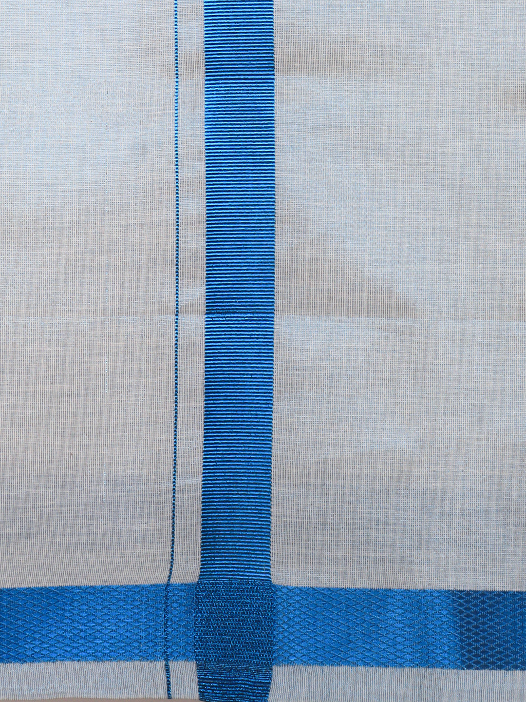 Men Tissue Readymade Single Layer Blue Dhoti with Jari Border Viceroy