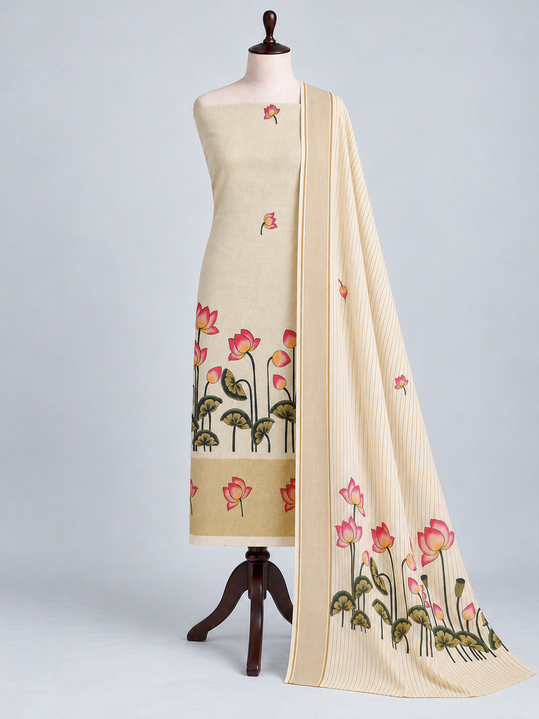 Women Tissue Gold Printed Dress Material DM383