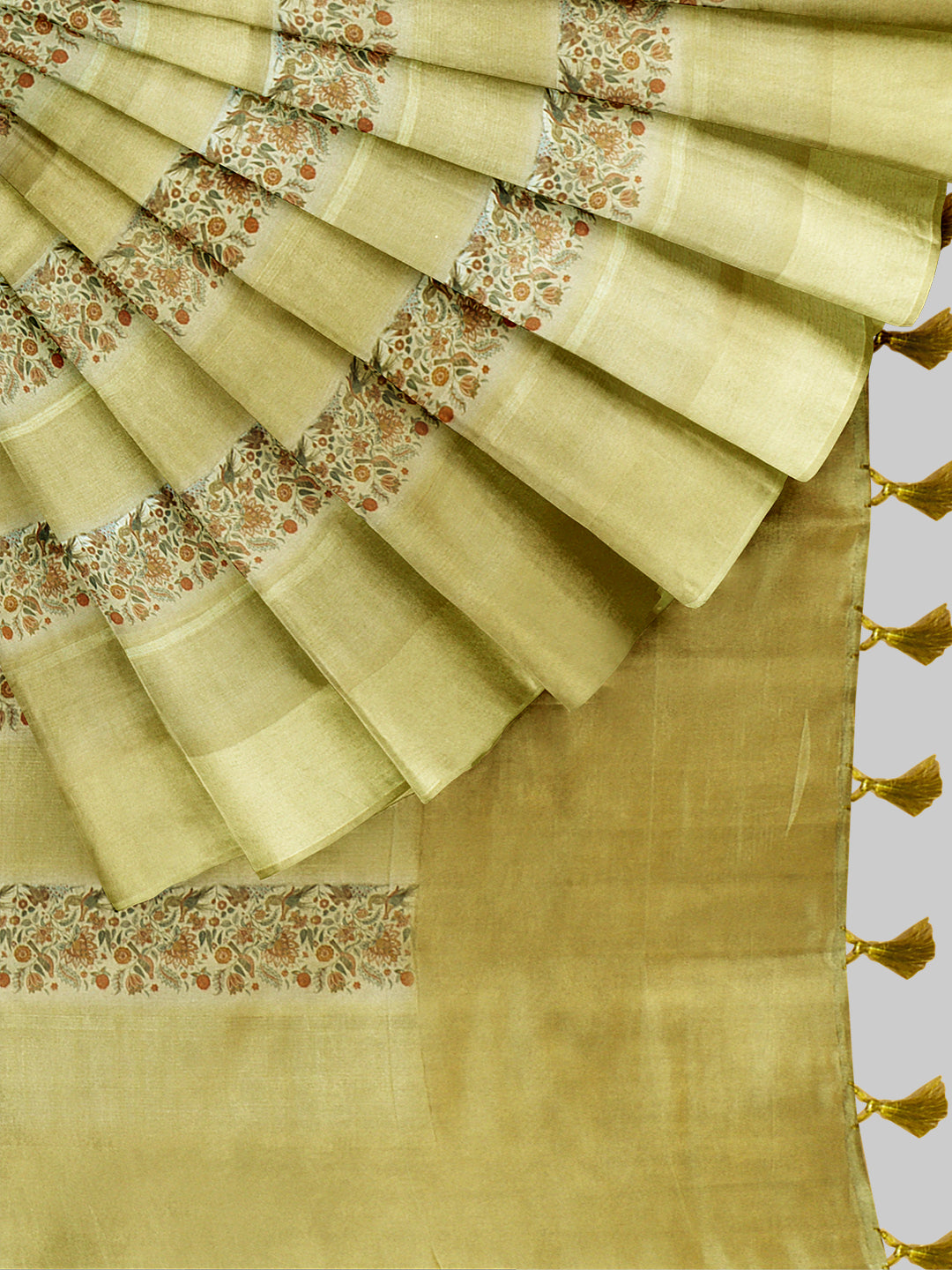 Women Yellow Semi Tussar Printed Saree ST280