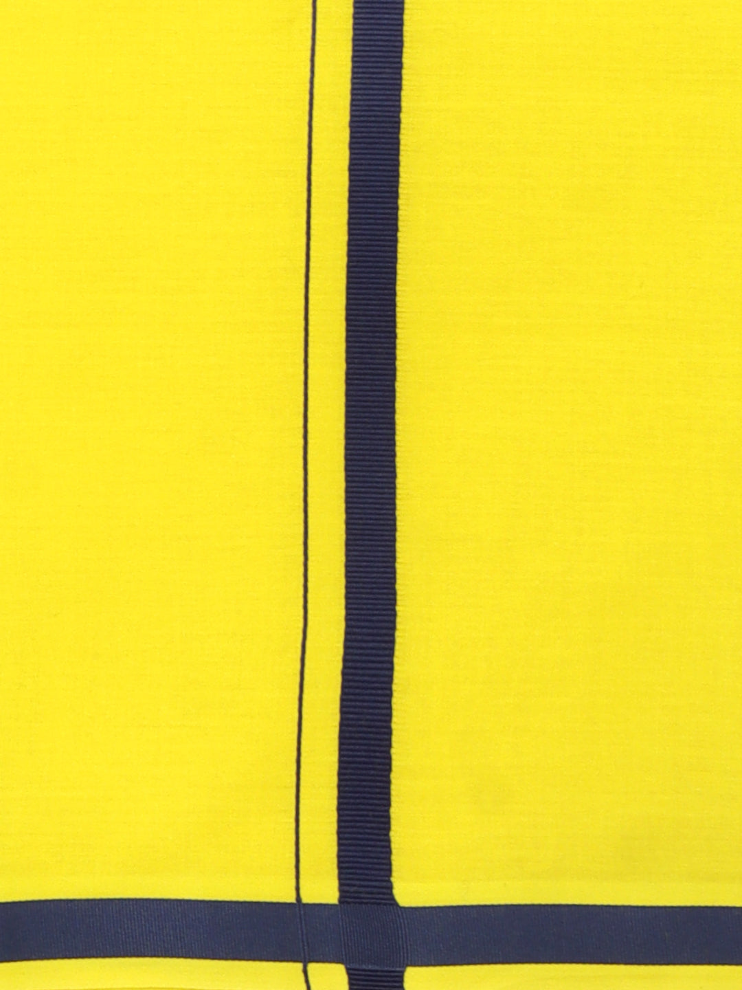 Men Cotton Blend Single Layer Yellow Dhoti & Towel Set with Navy Border Poojan