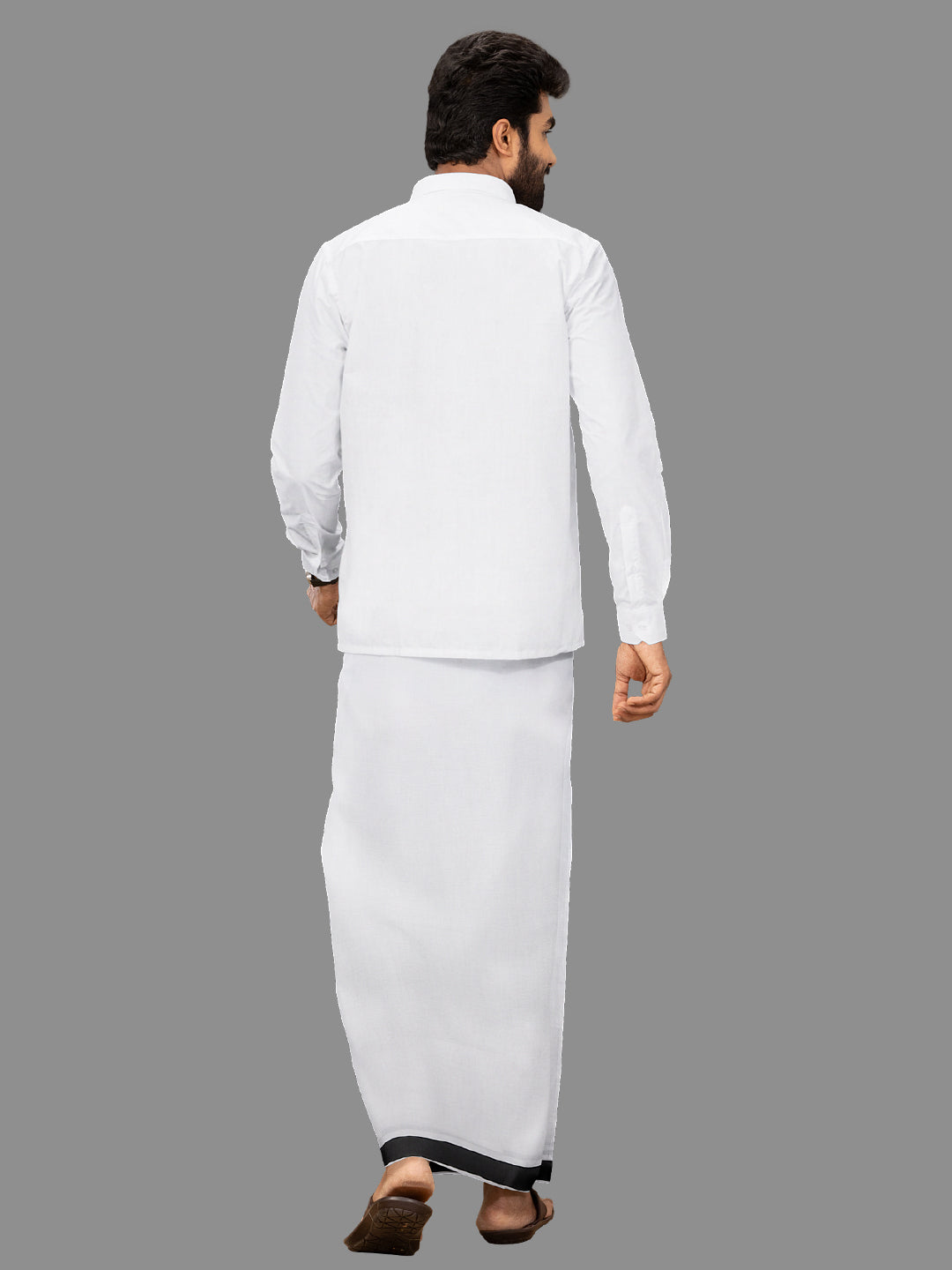 Men Black Fancy Jari Border Single Dhoti WGF01