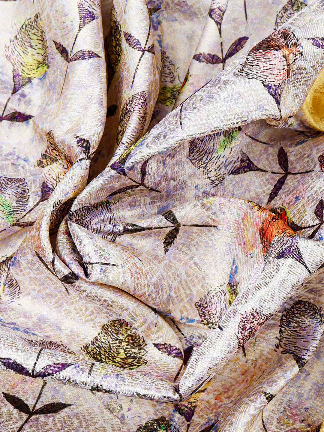 Women Stylish Semi Silk Multi Colour Saree with Contrast Yellow Border SS69-Zoom view