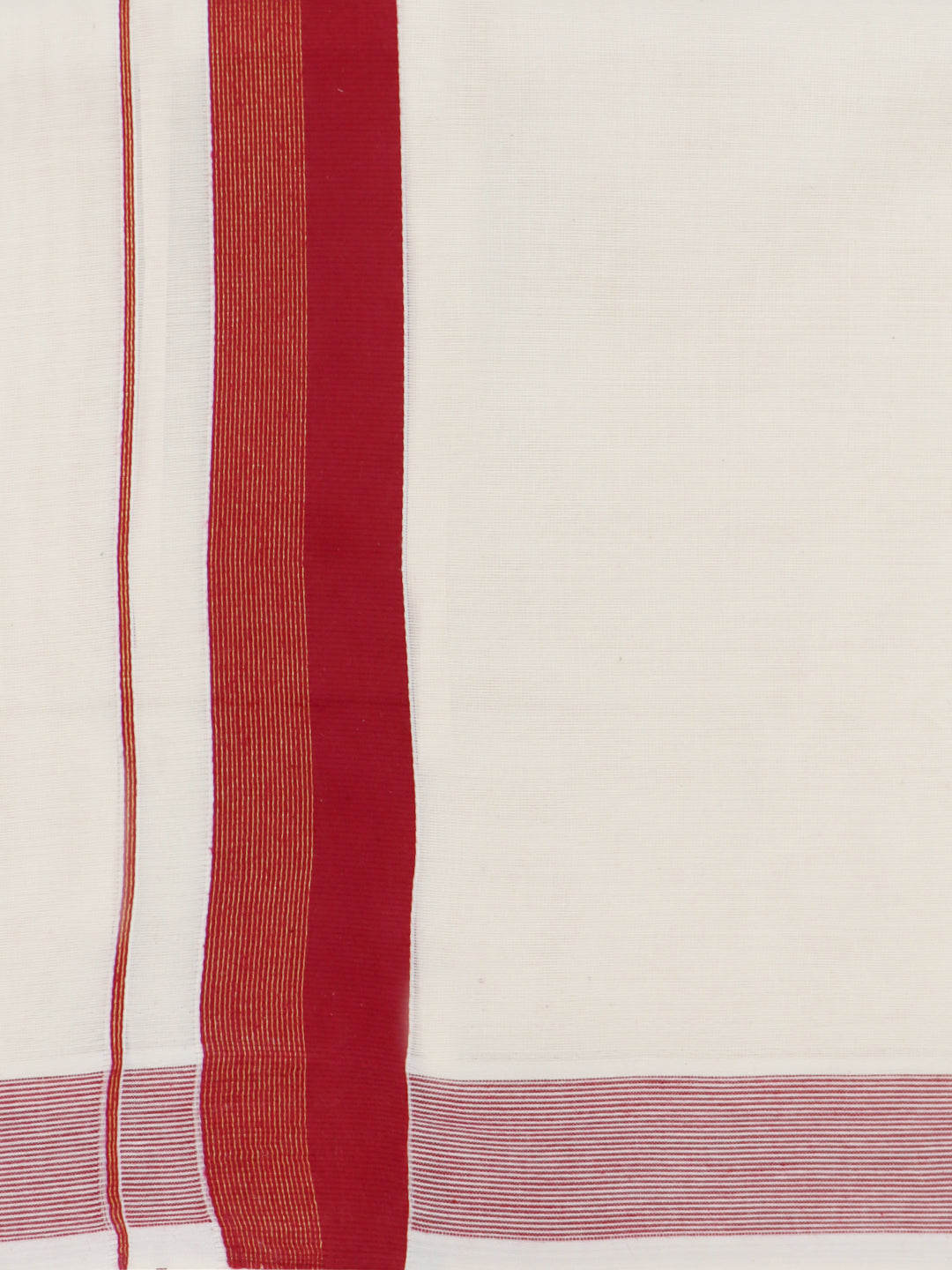 Double Layer 100% Cotton Cream Kora Dhoti with Colour Border - EGJ22