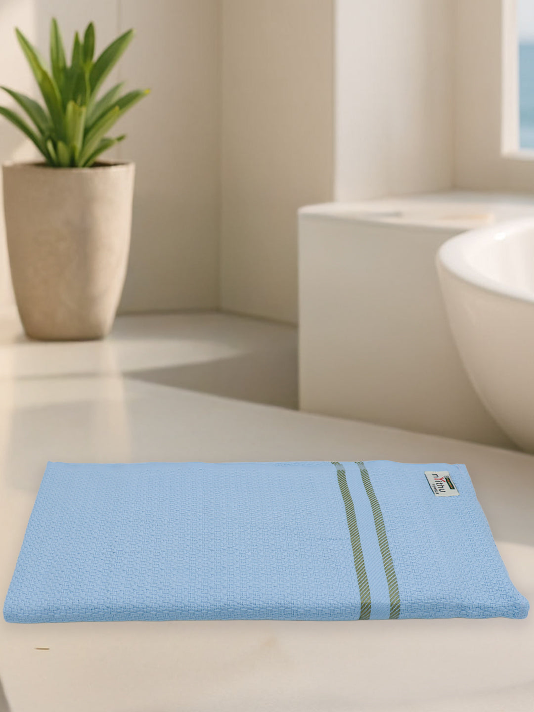 100% Cotton Self Designed Bath Towel Light Blue Magnus MCS05
