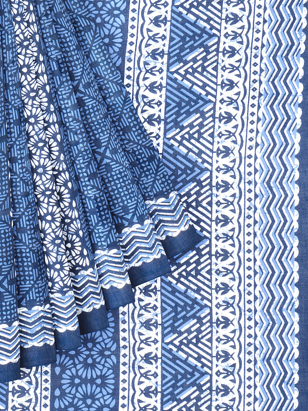 Womens Gorgeous Blue Colour All over Printed Pure Cotton Saree PCS26