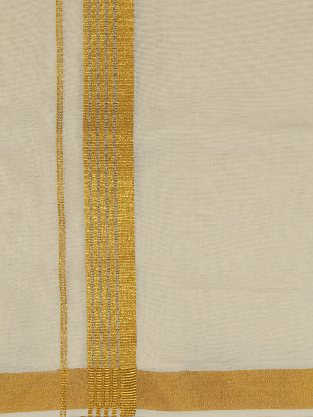 Double Layer 100% Cotton Cream Kora Dhoti with Fancy Jari Border - GJF01