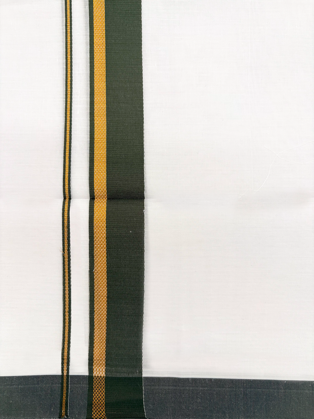 Double Layer Cotton Blend White Dhoti With Fancy Gold Jari Border TGJF07