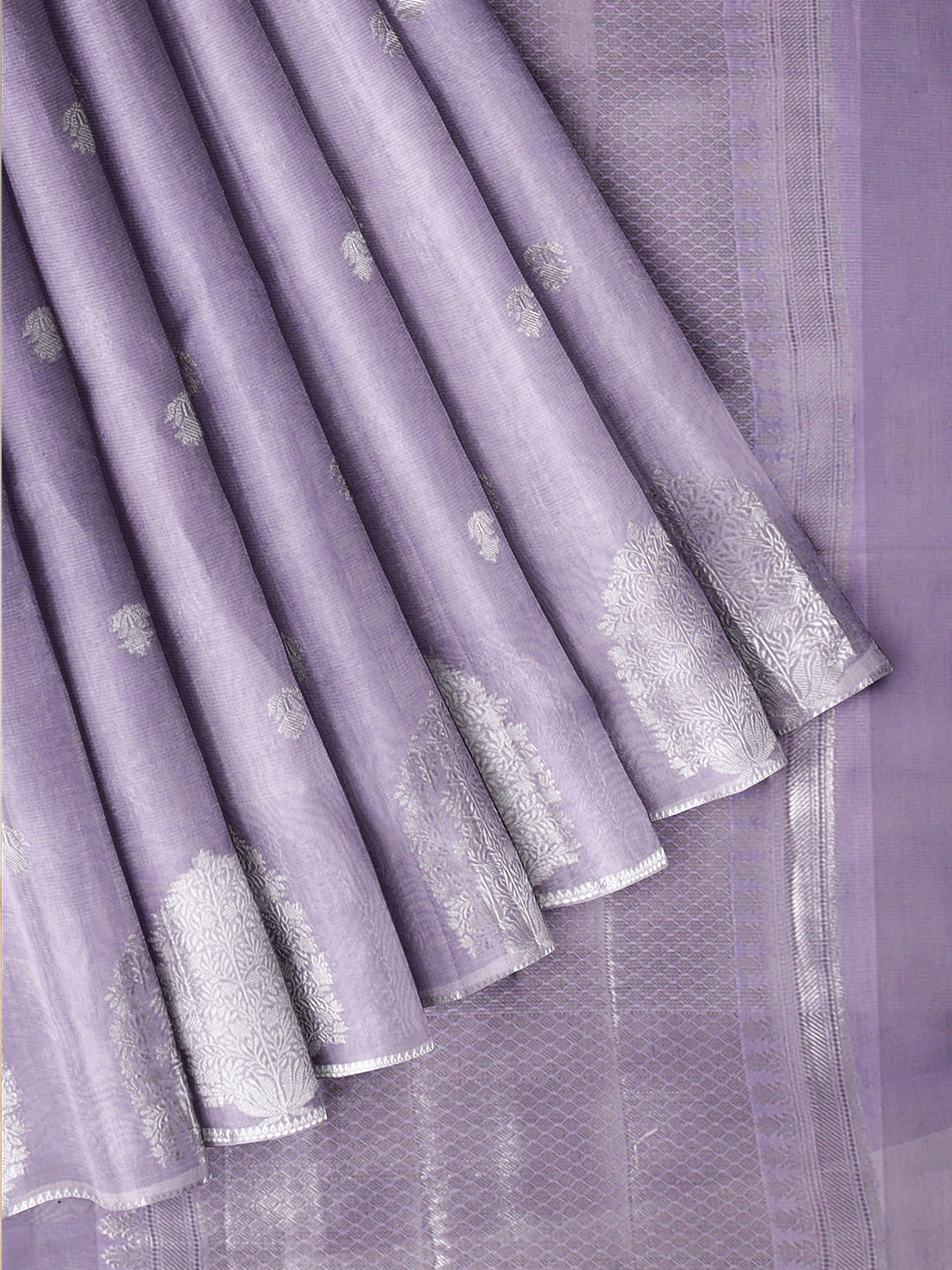 Women Lavender Semi Chanderi Cotton Printed Saree SC52