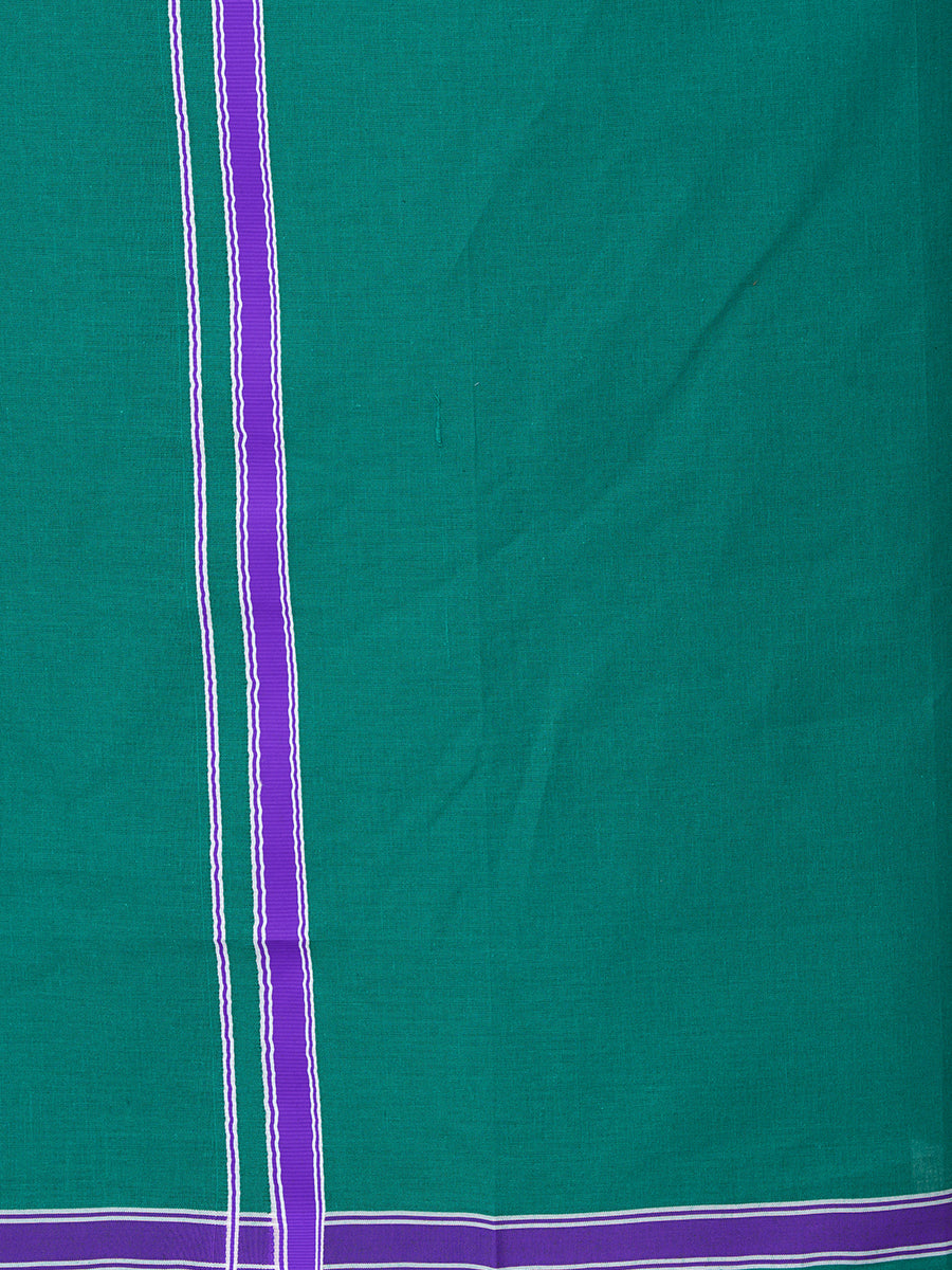 Mens Dark Green Dhoti with Voilet Fancy Border My Trend Colour 3-Zoomview