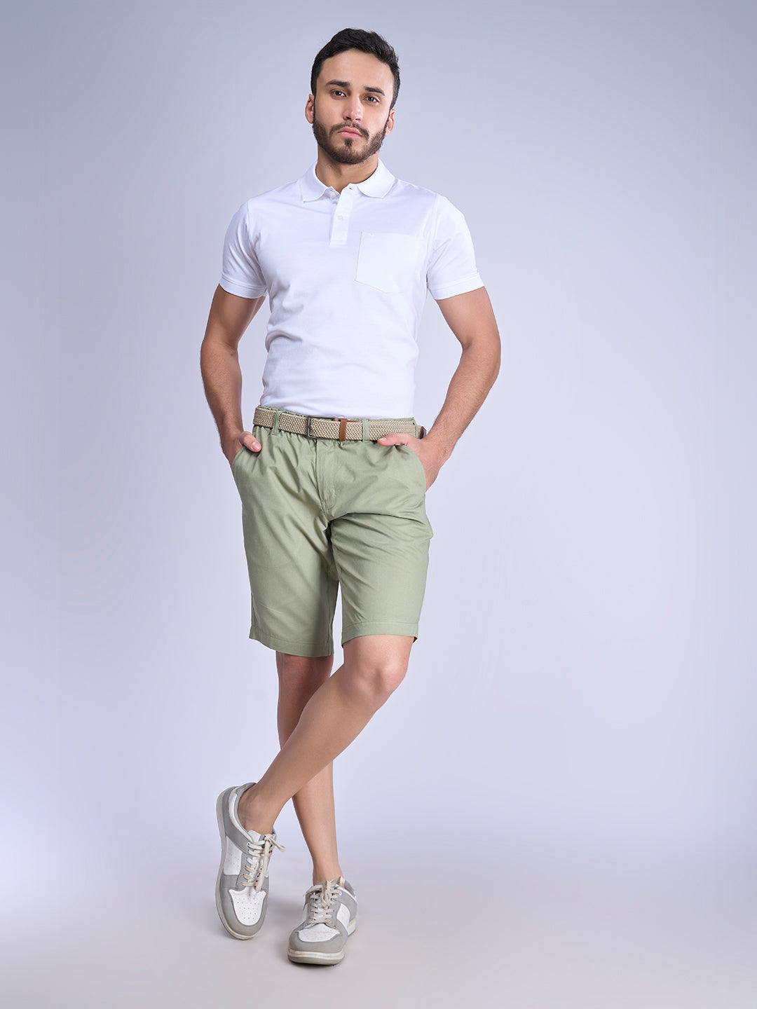 Mens 100% Combed Cotton Golf Shorts Green