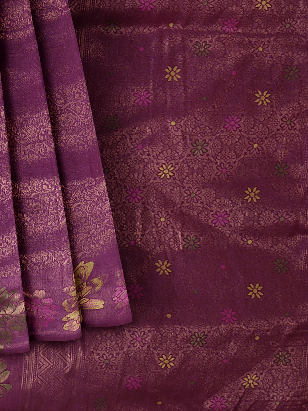 Women Dark Purple Semi Mysore Silk Saree SS366