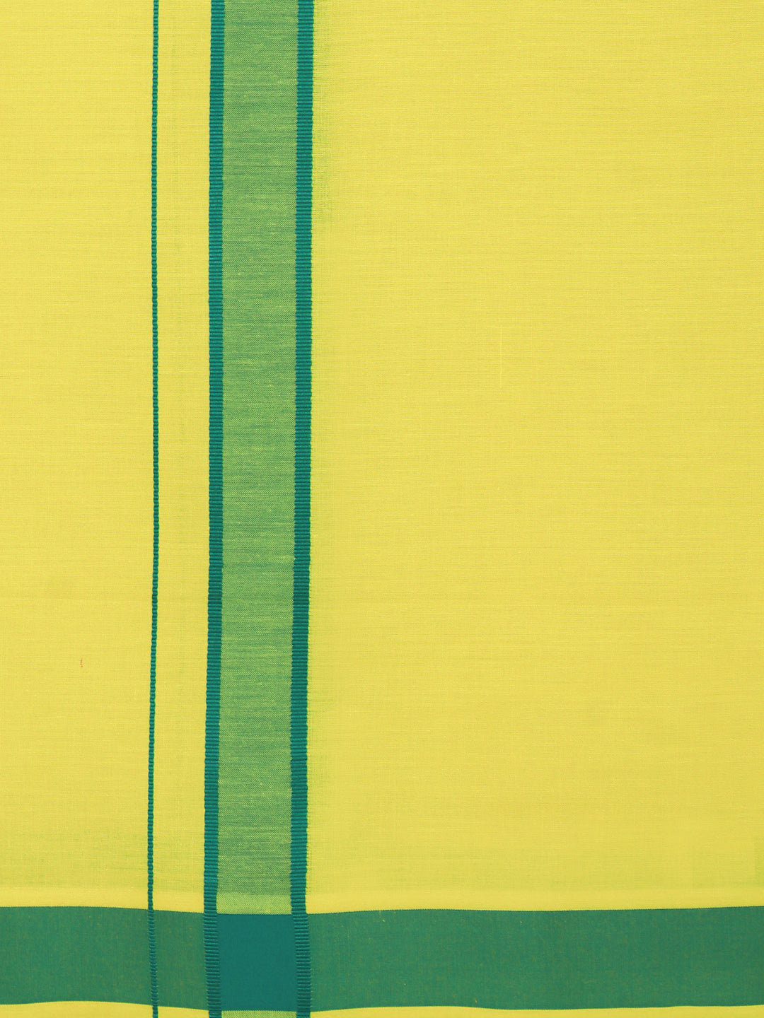 Men 100% Cotton Single Layer Lime Yellow Dhoti with Fancy Border Ahimsa