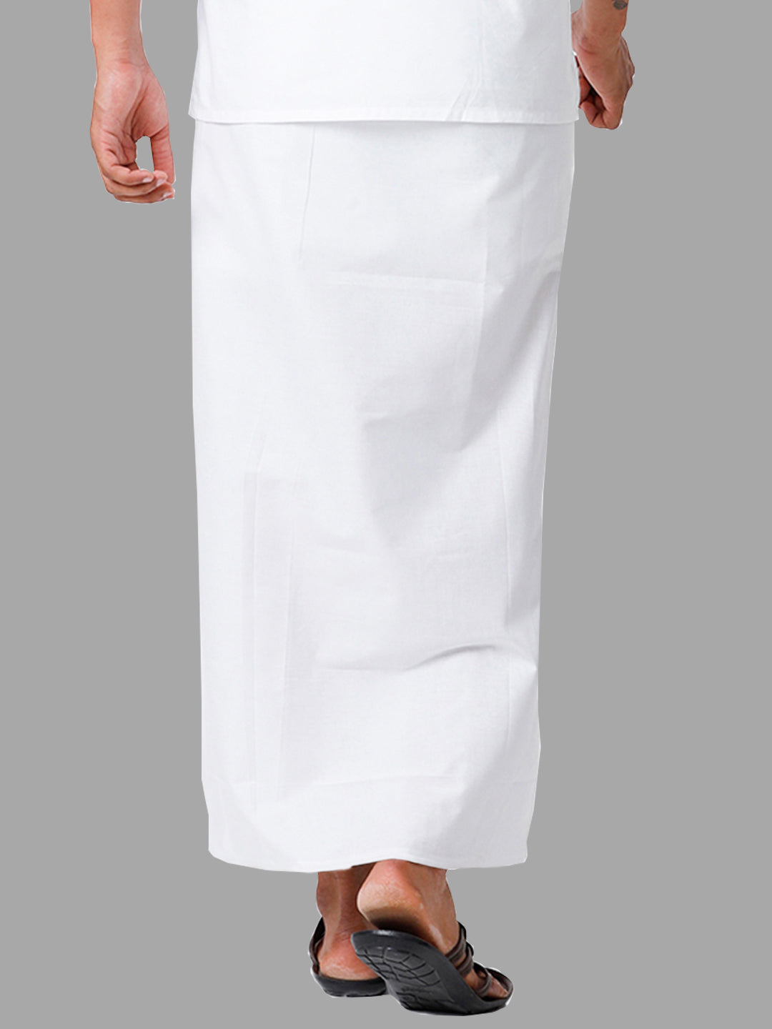 Men White Dhoti with Small Border Paramas (Pack of 3)