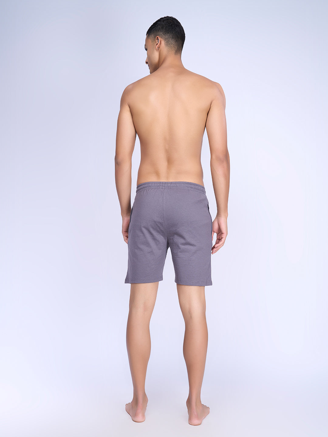 Men's Super Combed Cotton Smart Fit One Side Zipper Shorts Grey-ES5