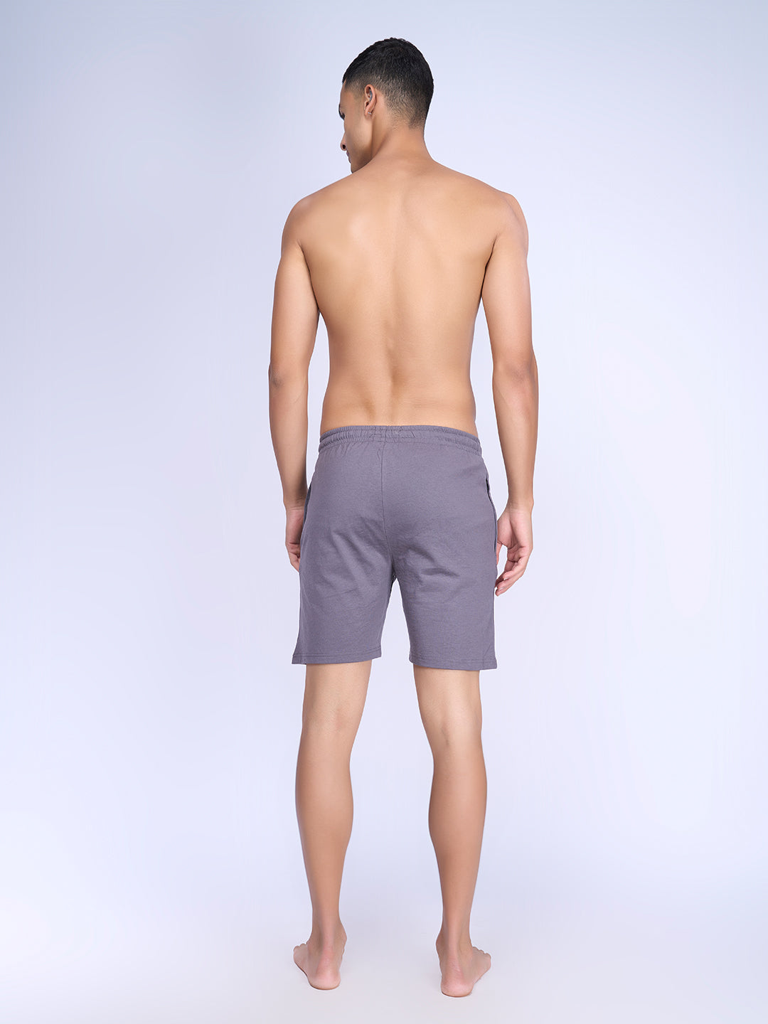 Men Cotton Rich Zipper Shorts Grey-ES5