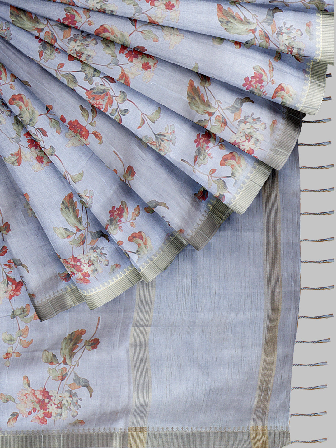 Women Lavender Semi Raw Silk Printed Saree SRS107